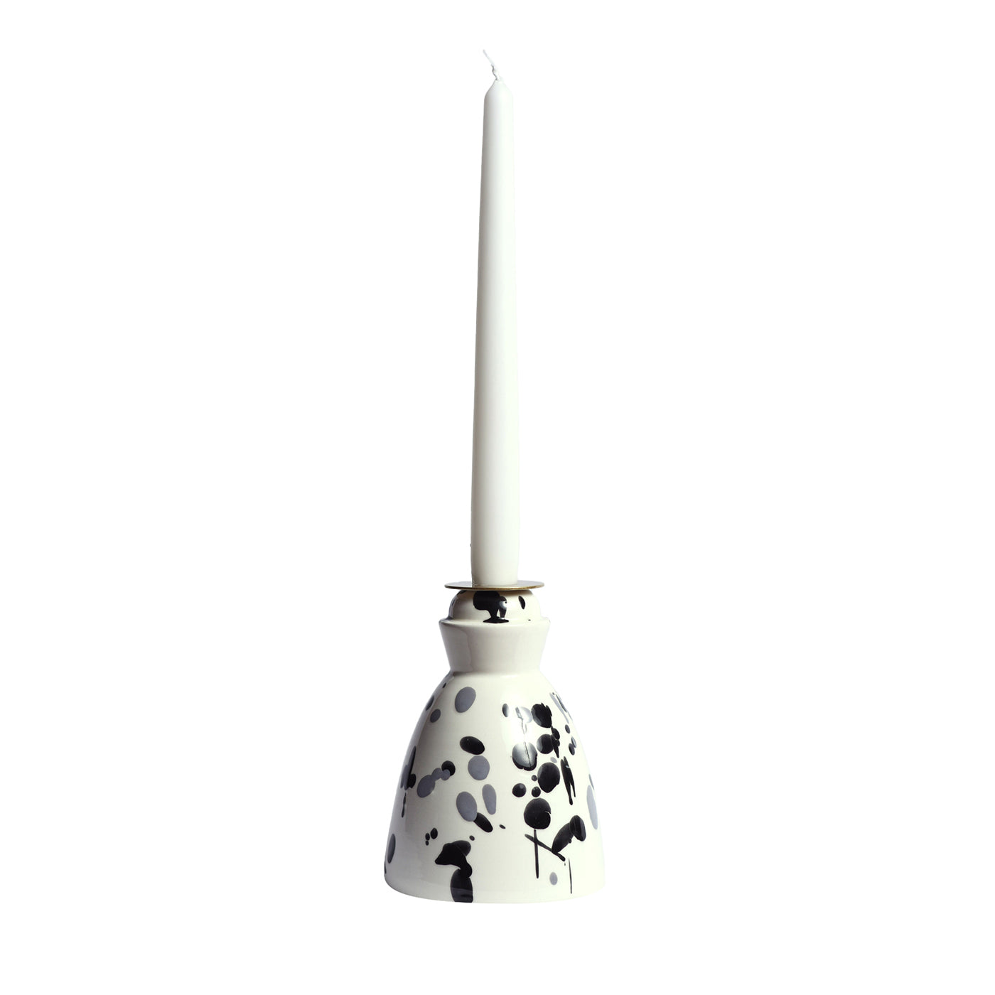 Candelabro de cerámica en blanco y negro con 4 velas perfumadas - Vista principal