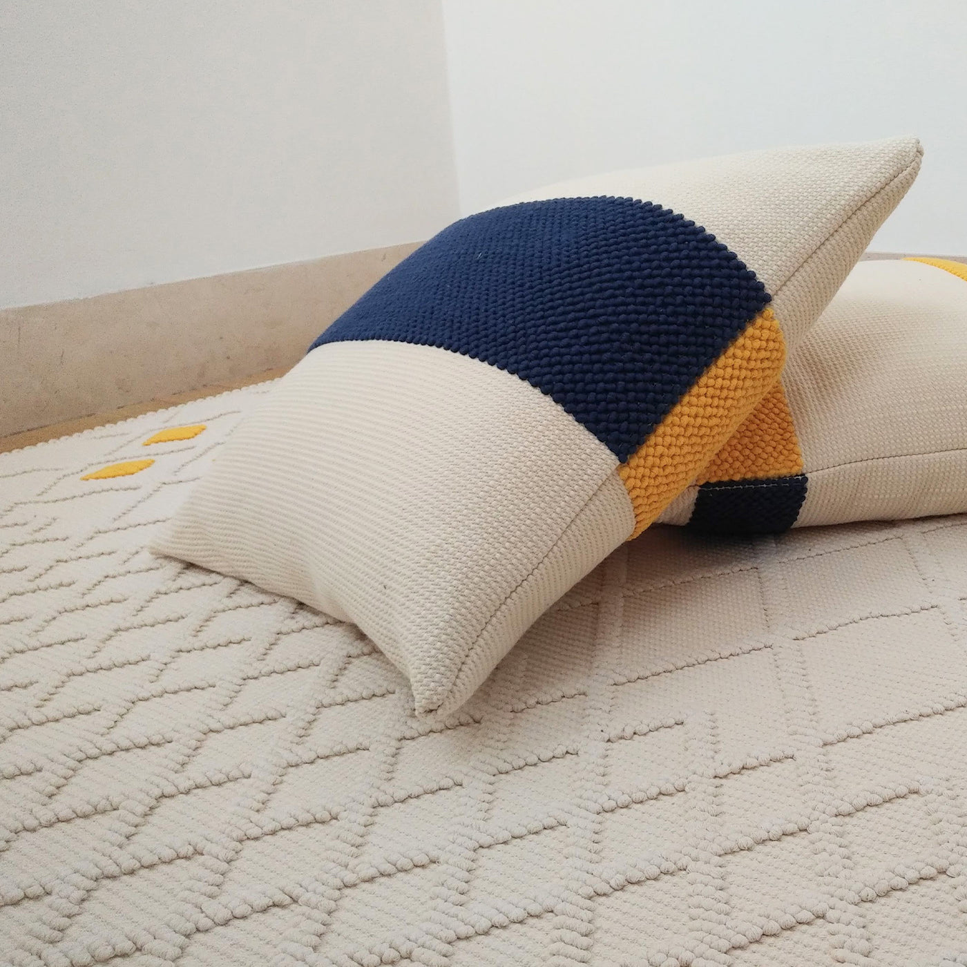 Ecru, Blue, and Yellow Cushion - Alternative view 2