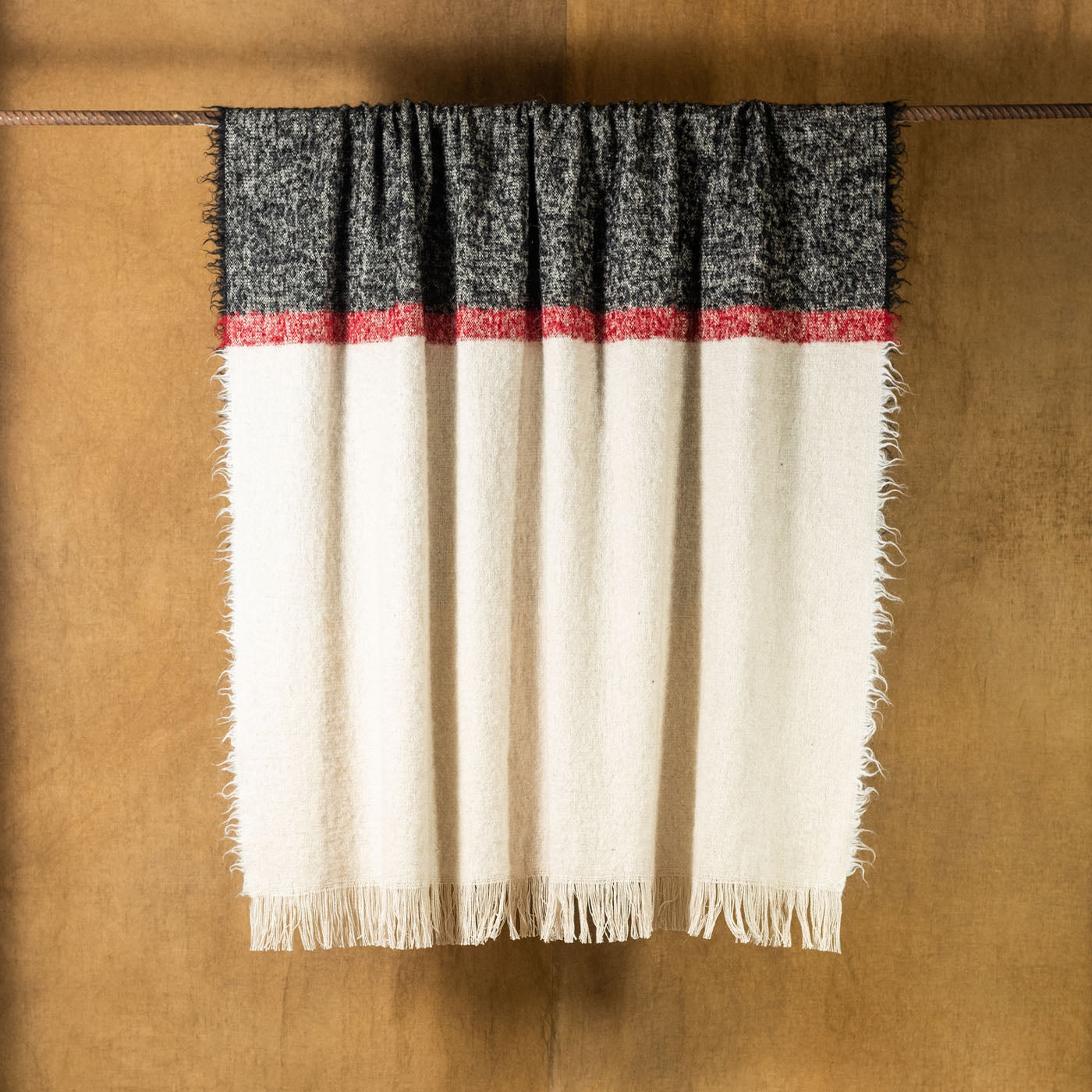 Bugiardo Fringed Polychrome Cotton & Mohair Wool Blanket - Alternative view 2