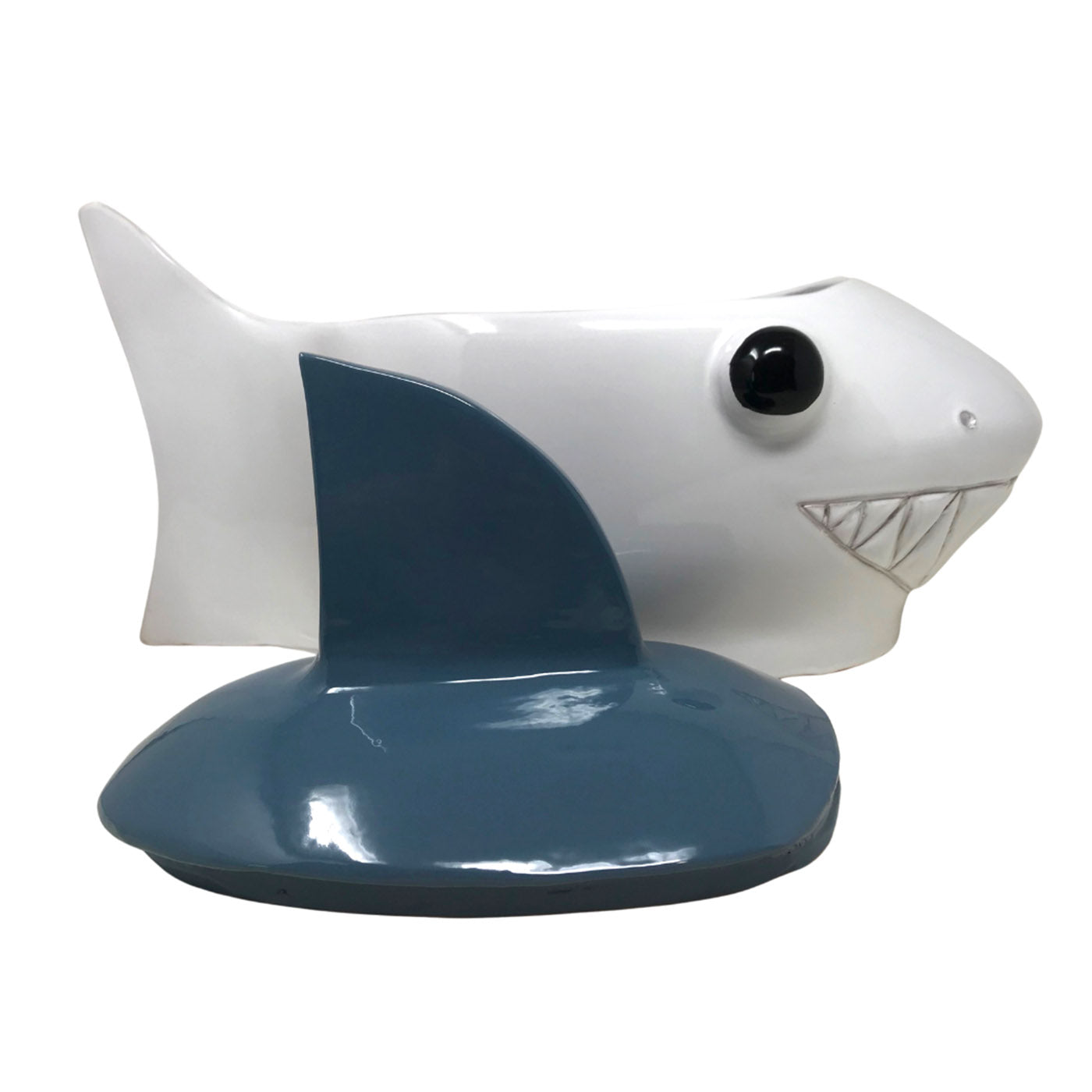 Contenedor grande azul-gris y tiburón blanco con tapa - Vista alternativa 1
