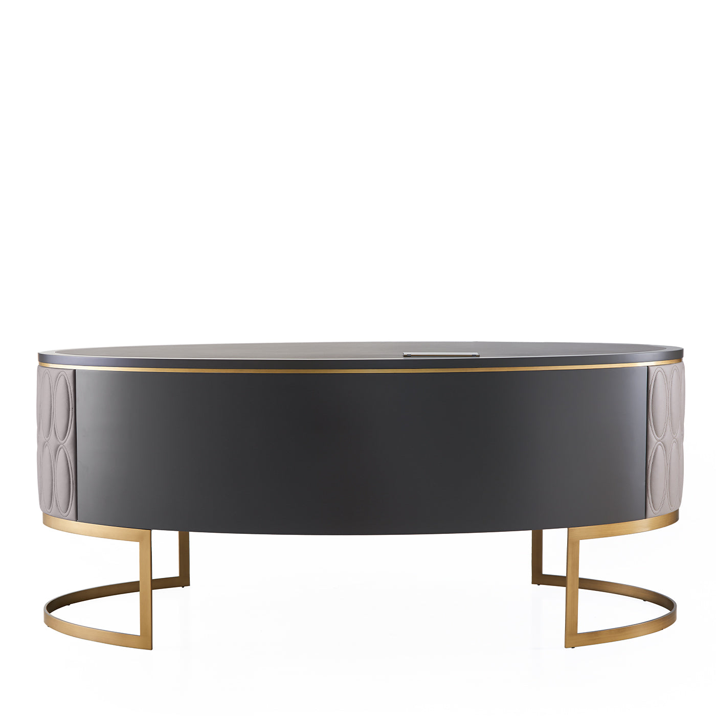 Diamond Desk with Quilted Leather and Bronzed Metal Base - Alternative view 1