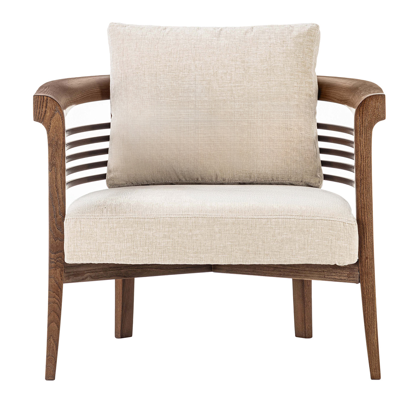 Dolfin Beige Fabric and Ash Armchair - Main view