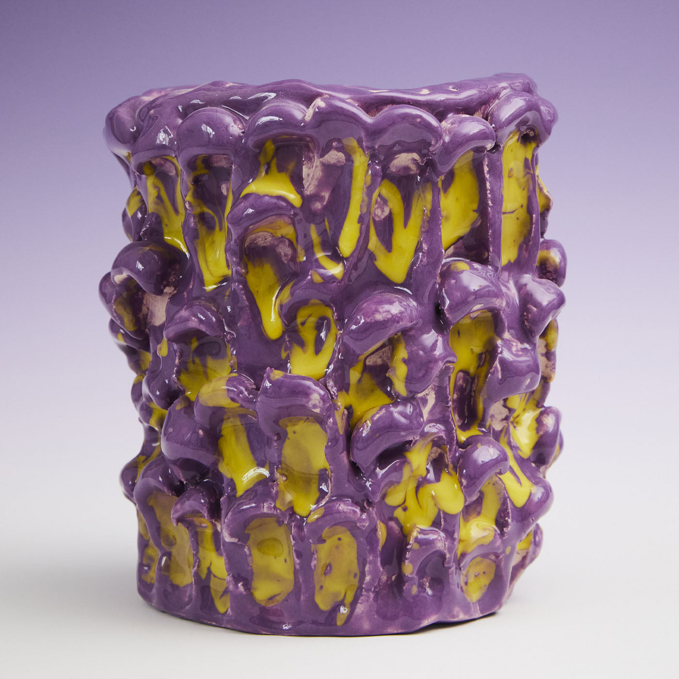 Onda Velvet Purple and Lemon Yellow Vase - Alternative view 5