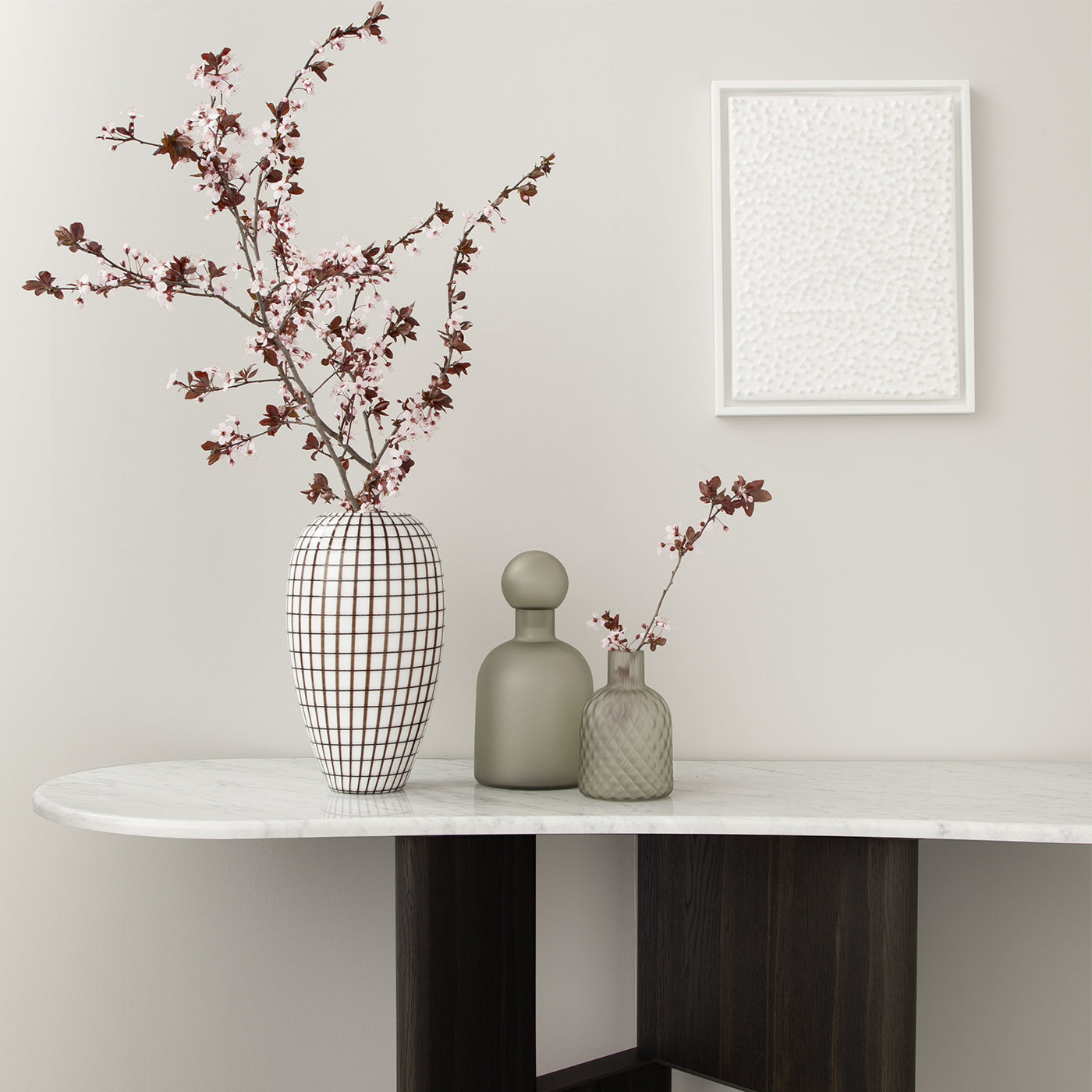 Table console Tetris avec plateau en marbre et pieds en bois de chêne lagunaire - Vue alternative 5