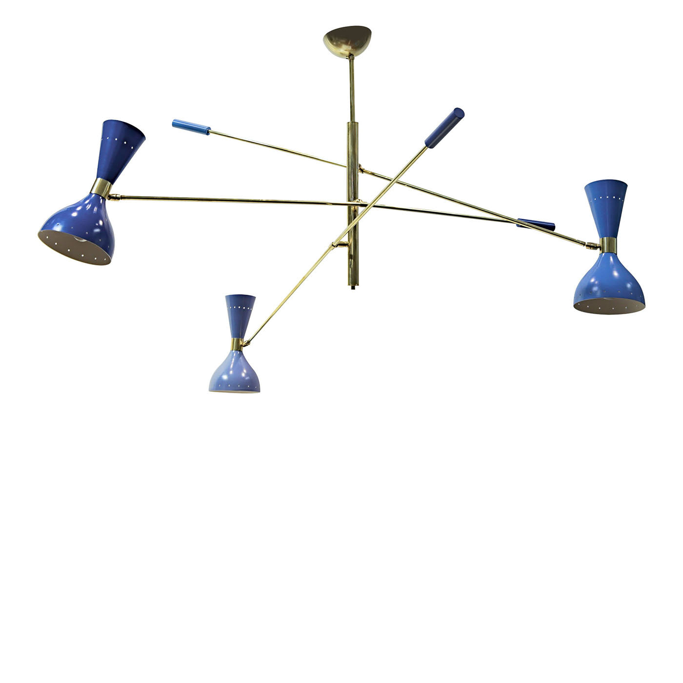 Giano Triennale Lámpara de araña de 6 luces azul y latón - Vista principal