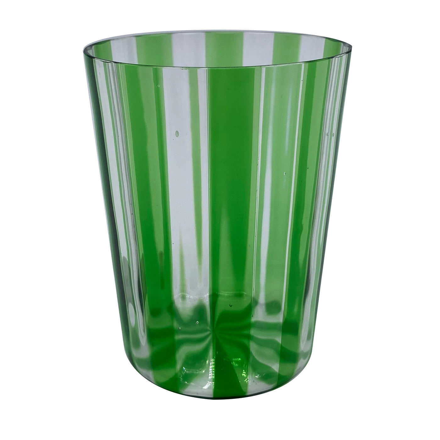 Set of 2 Ribbed Green Water Glasses - Main view