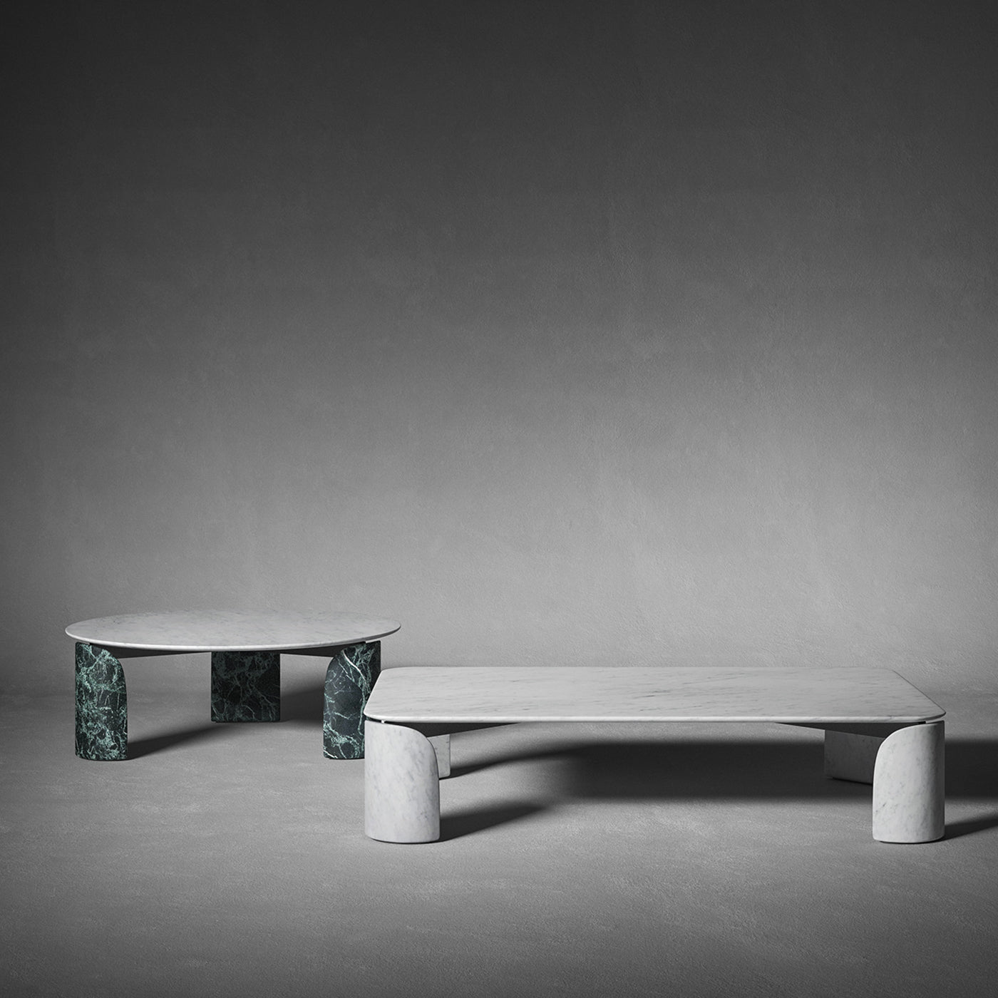 Tavolino rotondo Taula Verde Alpi e Bianco Carrara - Vista alternativa 1