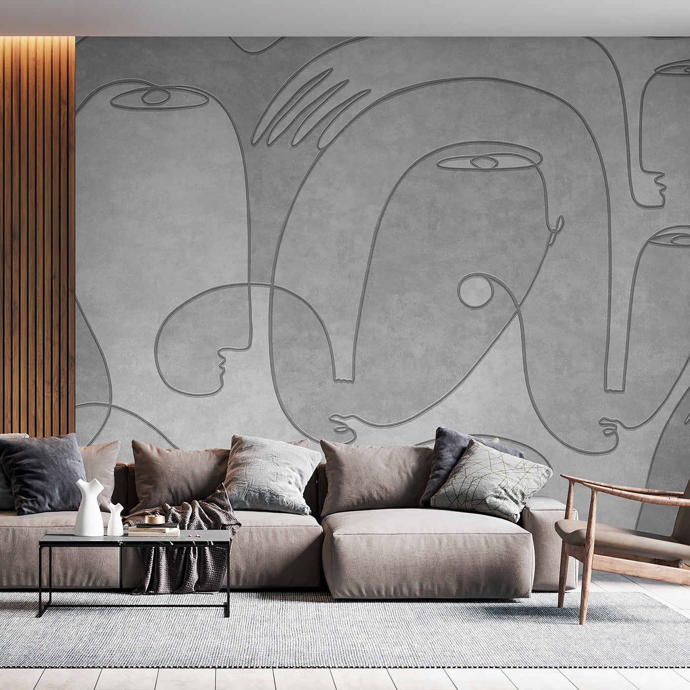 Oneline greyish textured wallpaper  - Alternative view 1