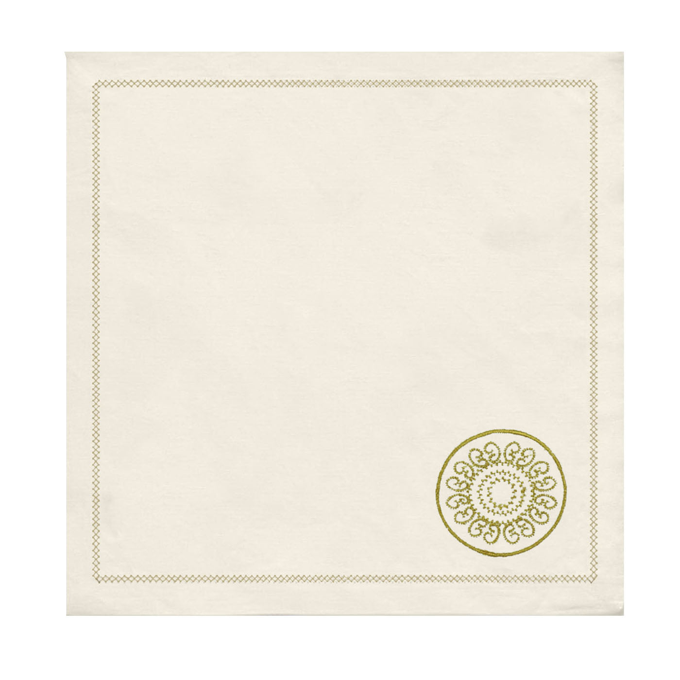 Luminaria Set of 2 Gold-Embroidered Linen Napkins - Main view