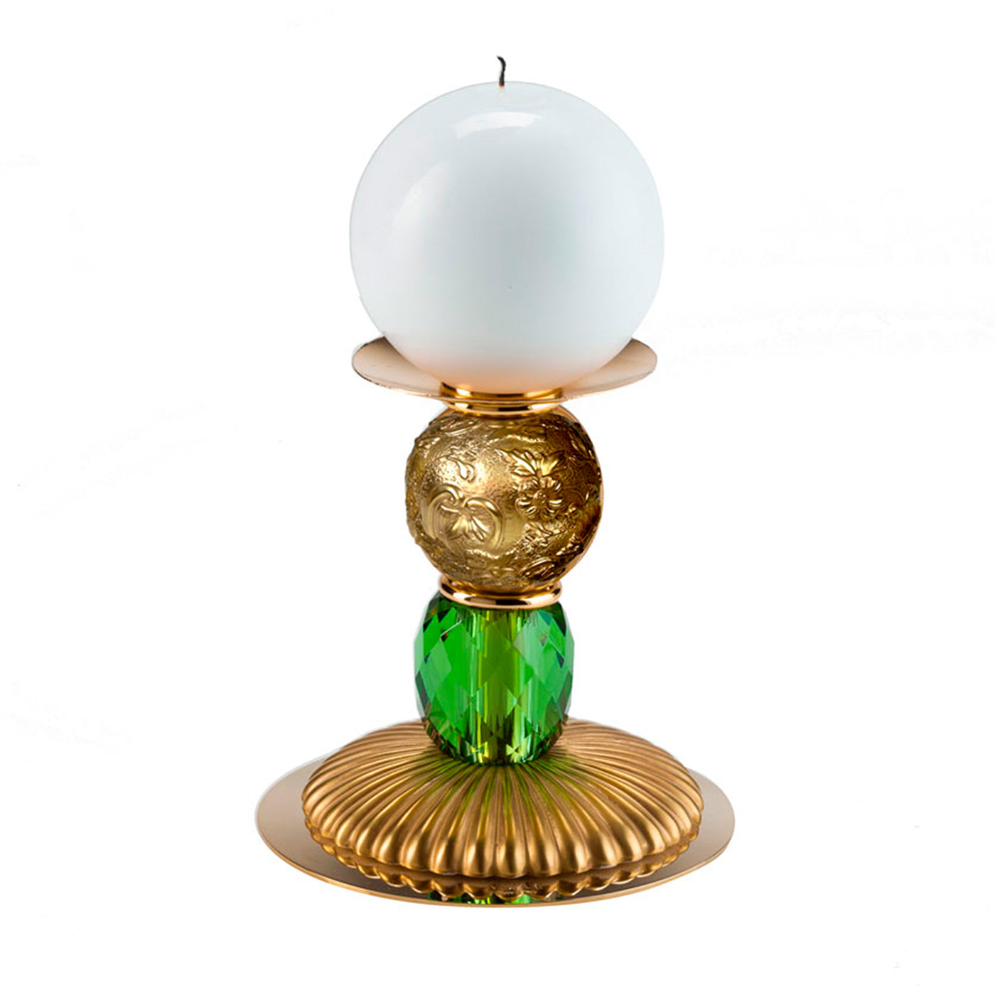 TAORMINA SMALL CANDLE HOLDER WITH GREEN CRYSTAL - Main view