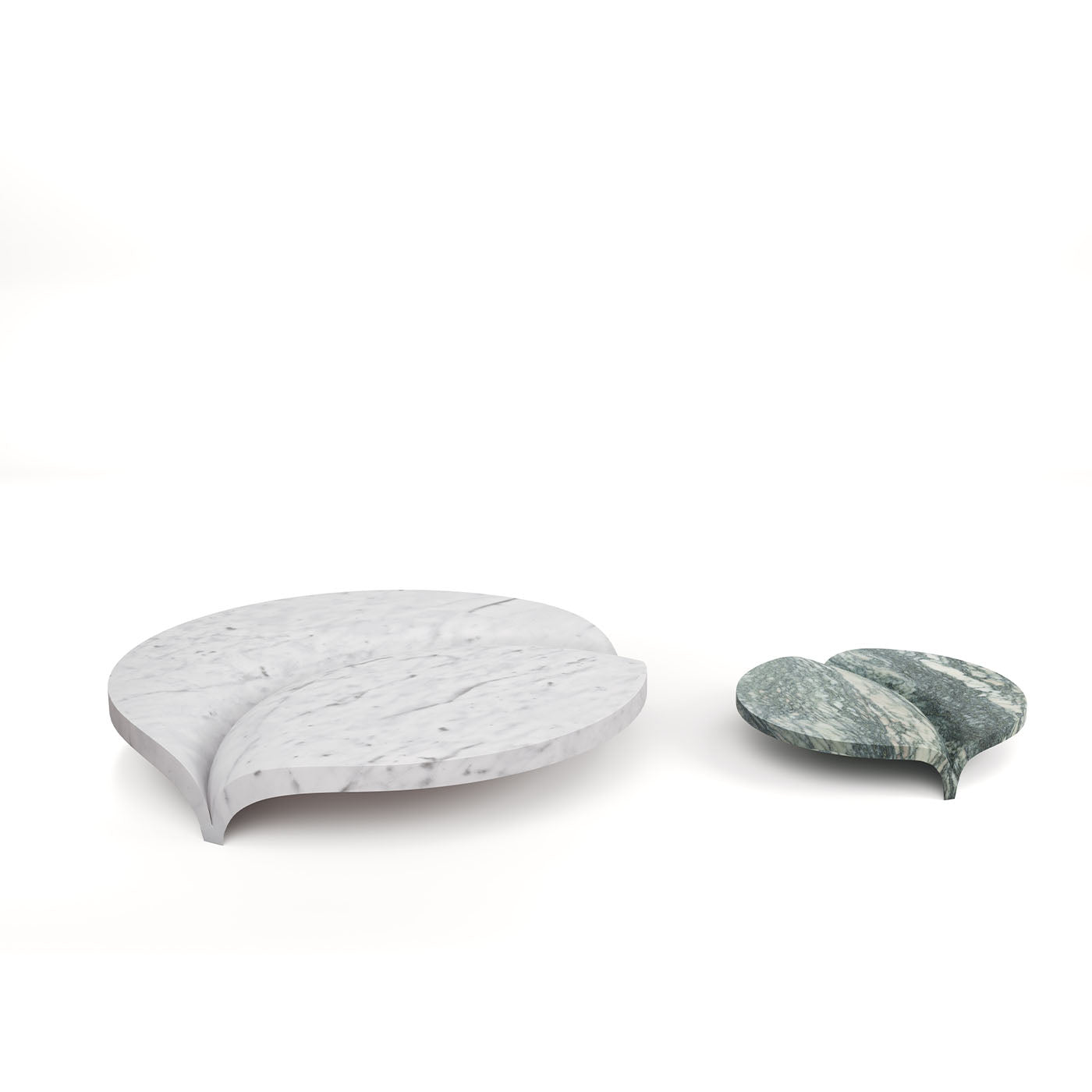 Mesa Luna en Luana verde y mármol de Carrara blanco - Vista alternativa 3