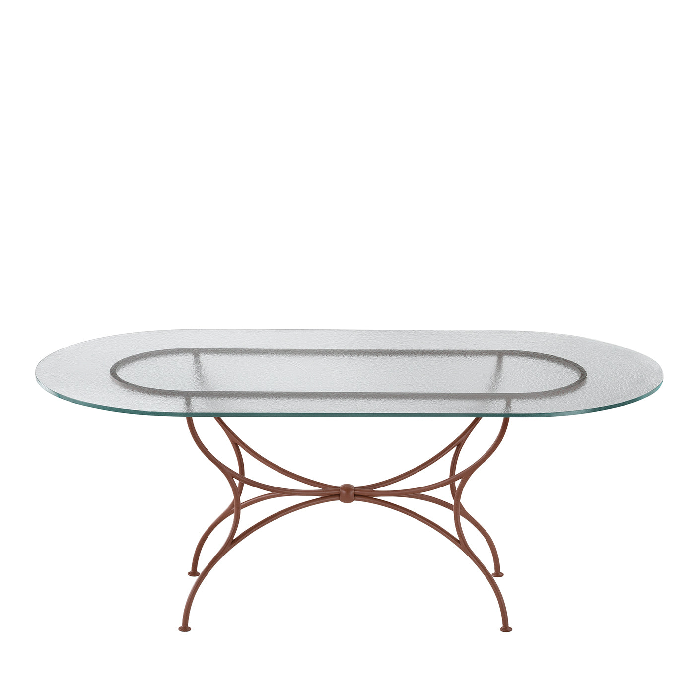 Table ovale Solivo en verre et fer forgé - Vue principale