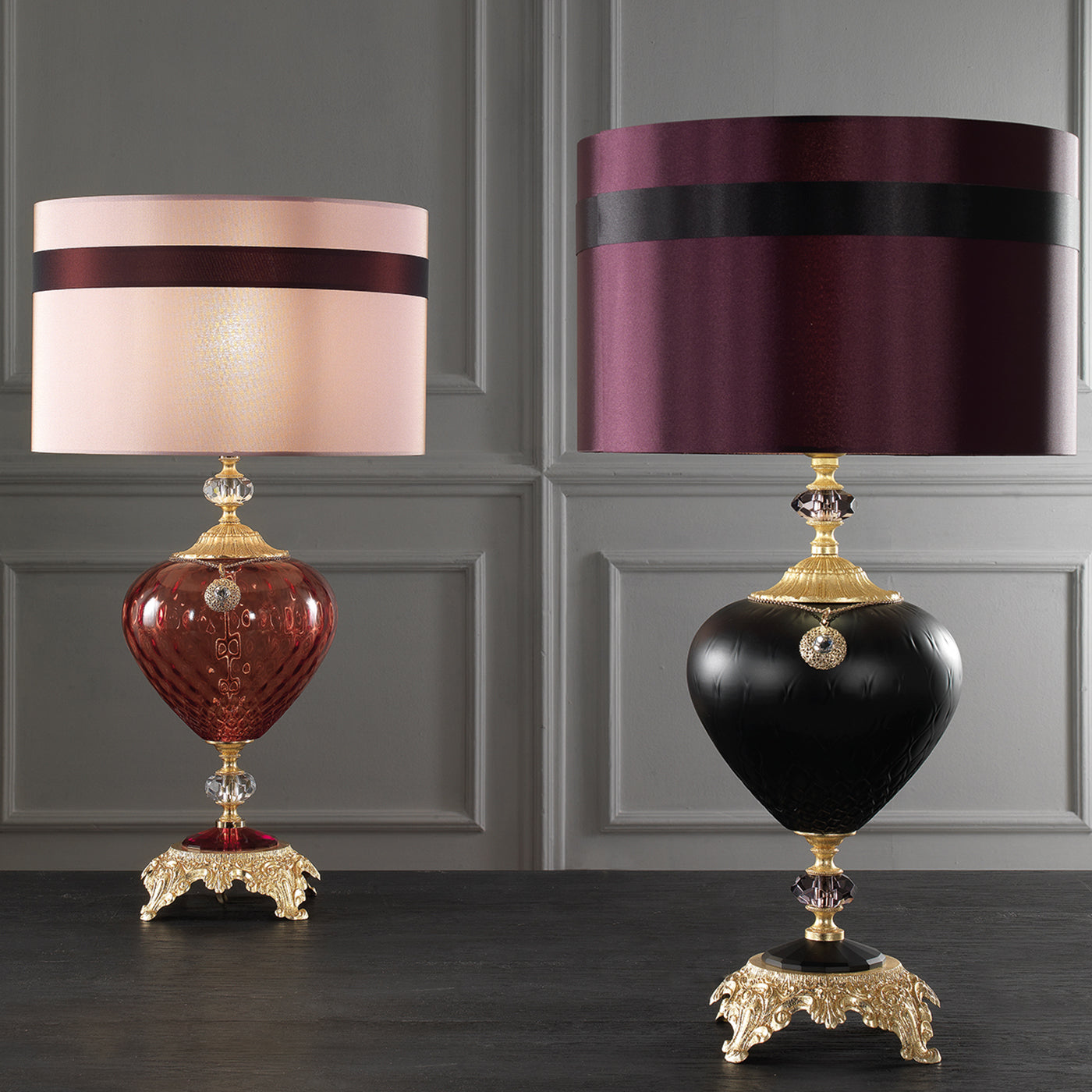 Satin Purple and Black Table Lamp - Alternative view 2