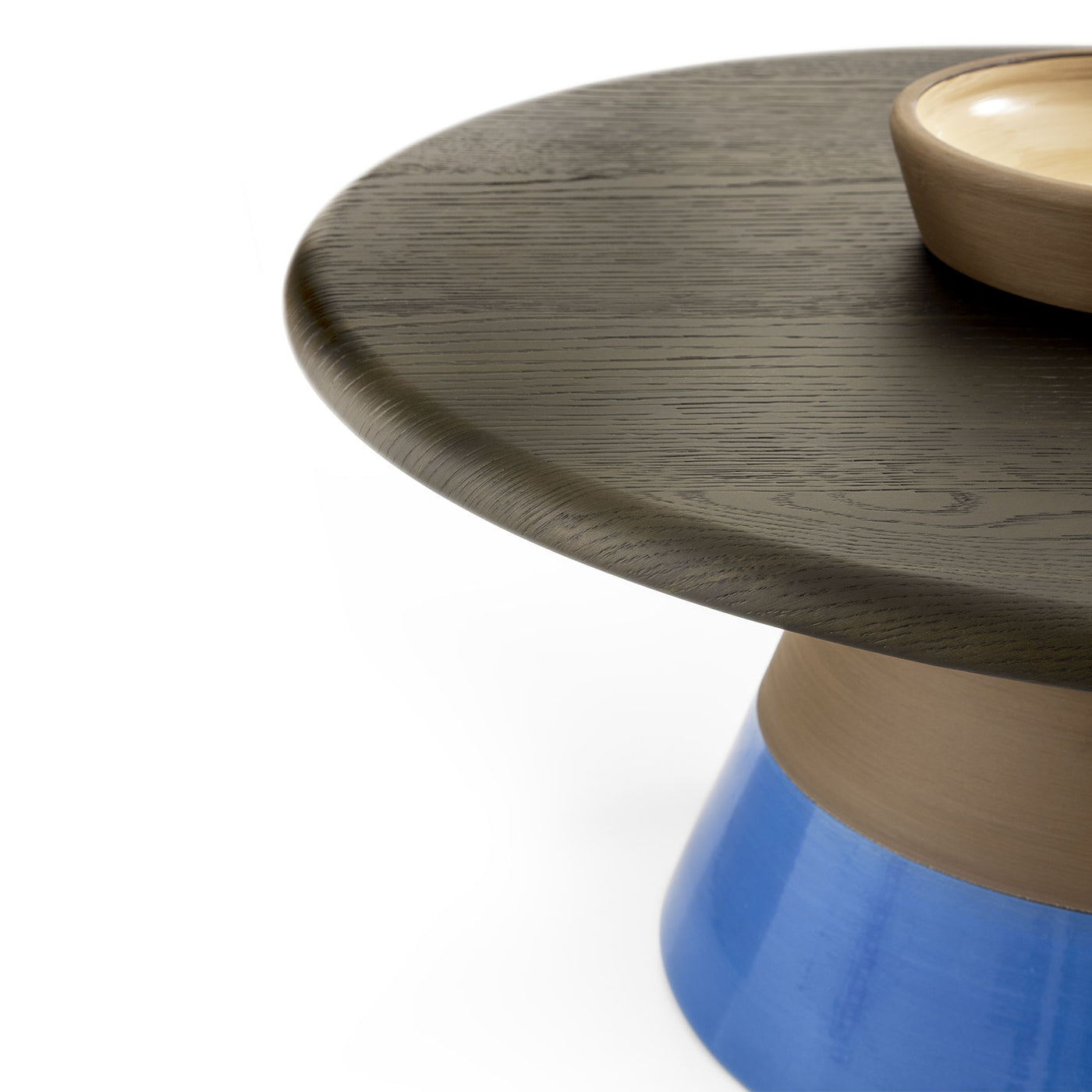 Sablier Kleiner Tisch mit Sockel aus Ton und Platte aus Laguna-Eichenfurnier - Alternative Ansicht 1