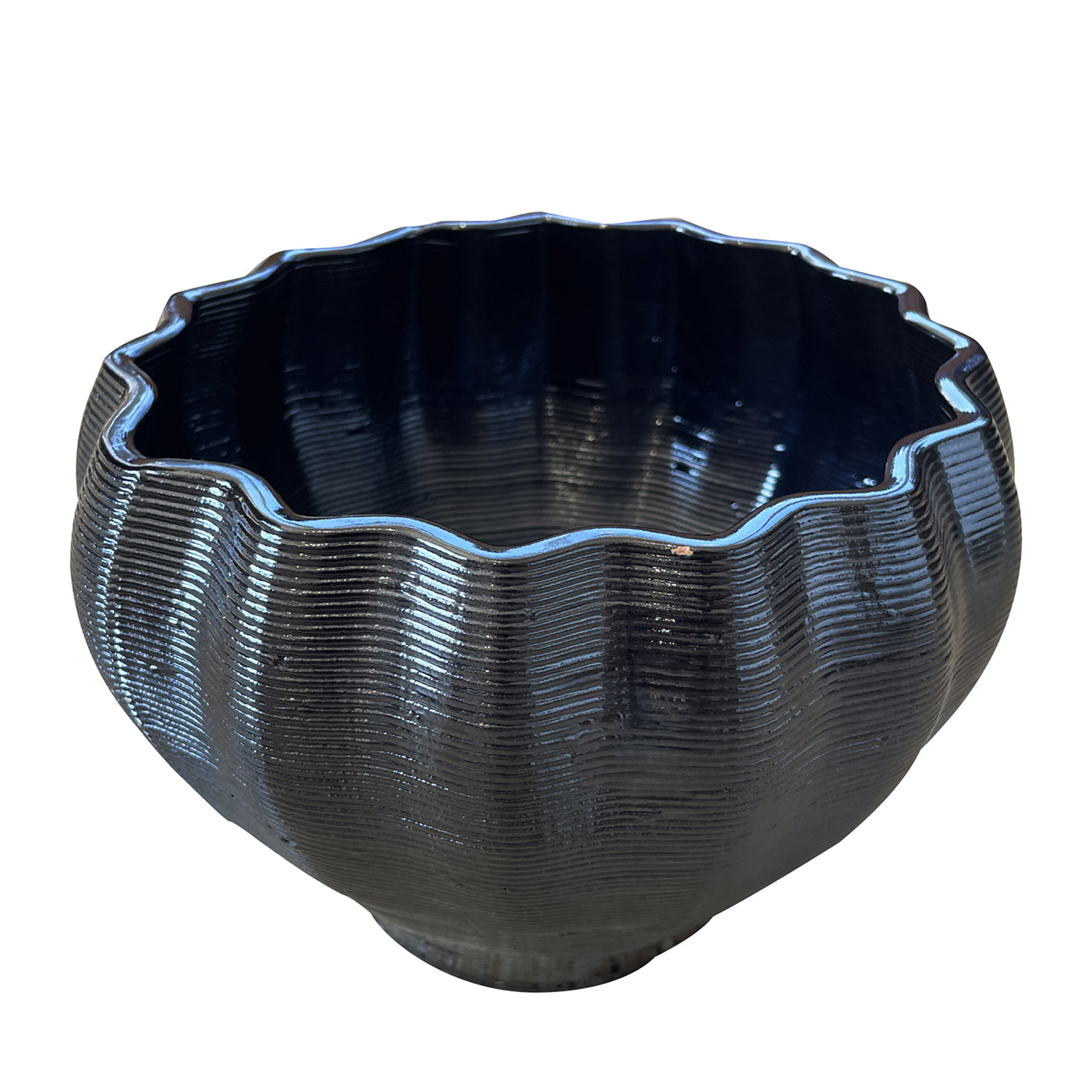 Onde Jarrón Decorativo Terracota Negra - Vista principal