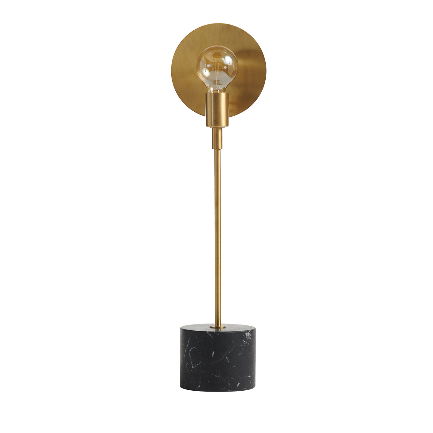 Essential Vanessa Satin Brass and Black Marquina Marble Table Lamp - Main view