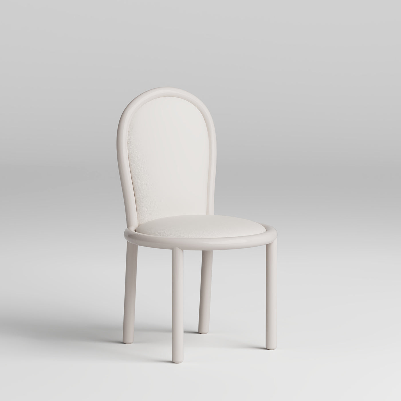 Silla de comedor Masa Soul de piel blanca y madera de Tortora brillante - Vista alternativa 2