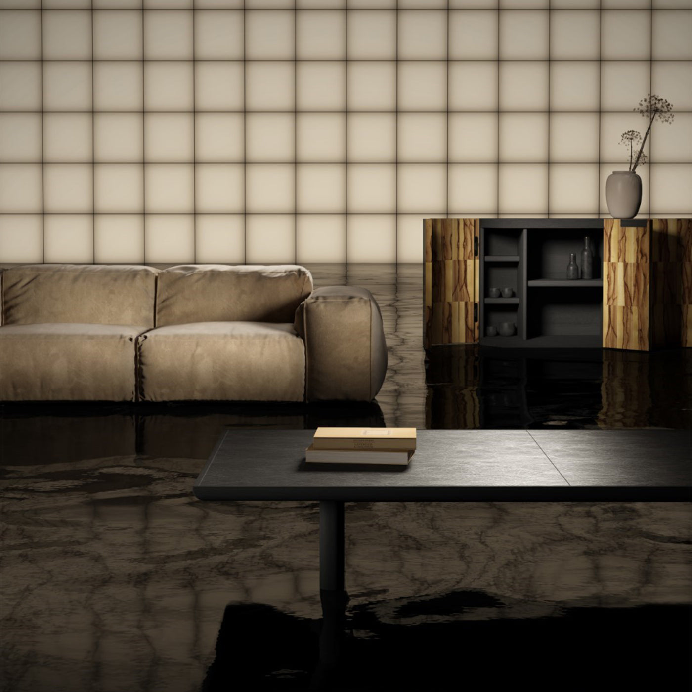 RENCONTRE MOI 3-Modular Sofa Black Leather - Alternative view 4