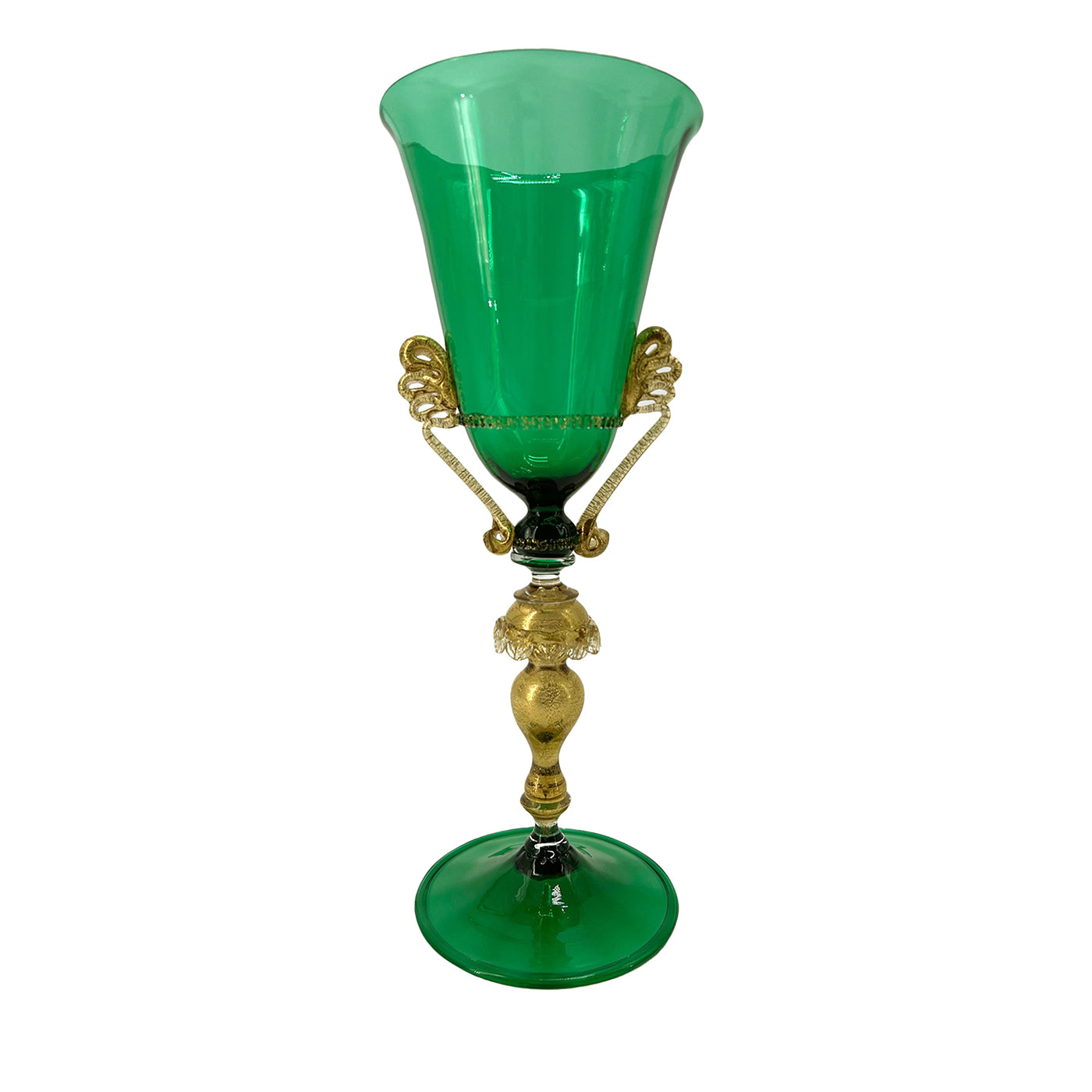 Tipetto Vaso con pie verde y dorado nº 1 - Vista principal