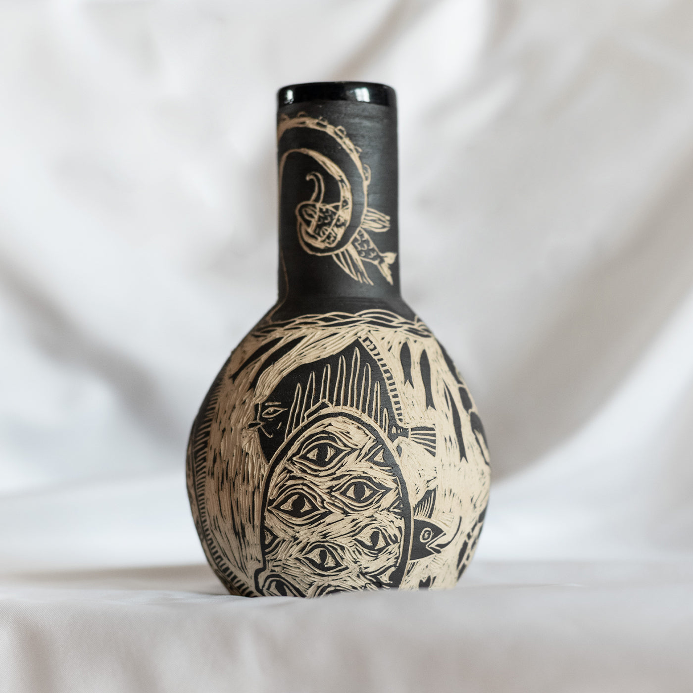 Granchio Beige and Black Grès Small Vase - Alternative view 1