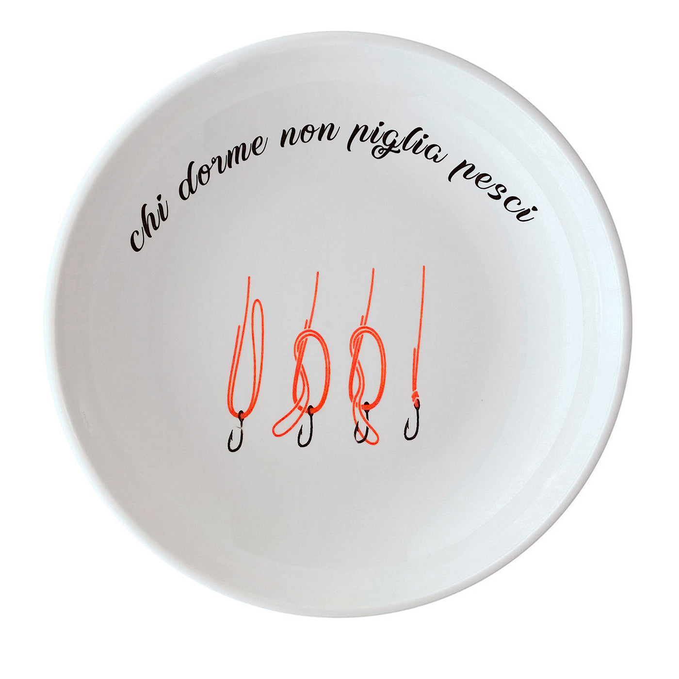 Set of 6 Medium Plates "Chi dorme non piglia pesci" - Main view