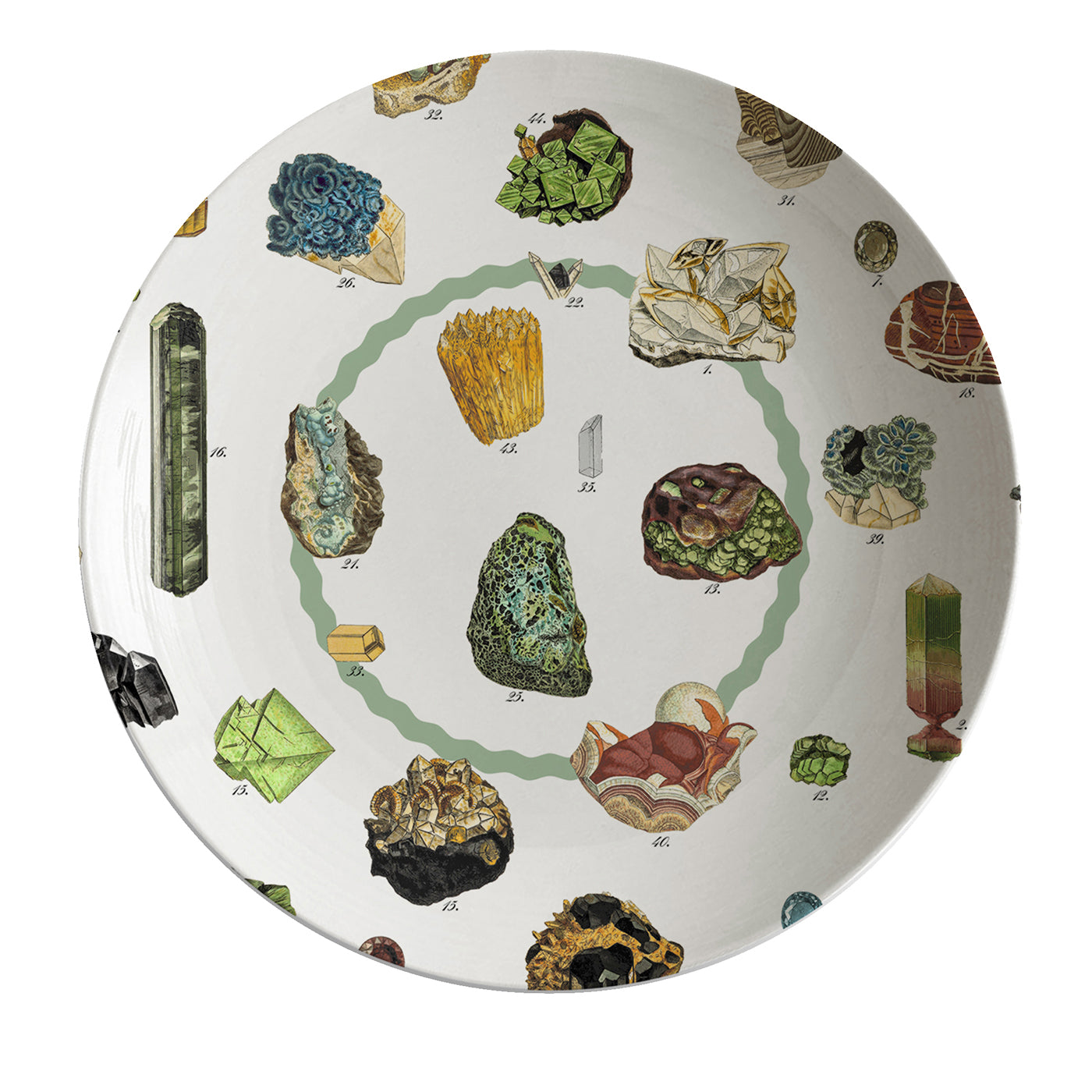 Cabinet De Curiosités Porzellan Suppenteller mit Mineralien - Hauptansicht