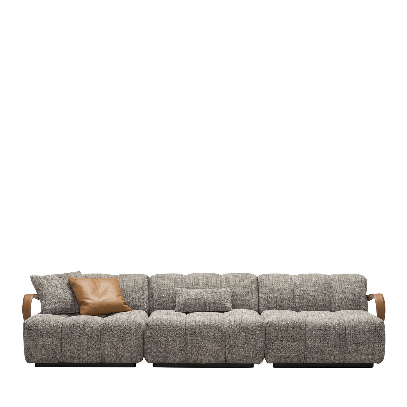 Venice Gray Fabric With Brown Leather Details Sofa - Main view