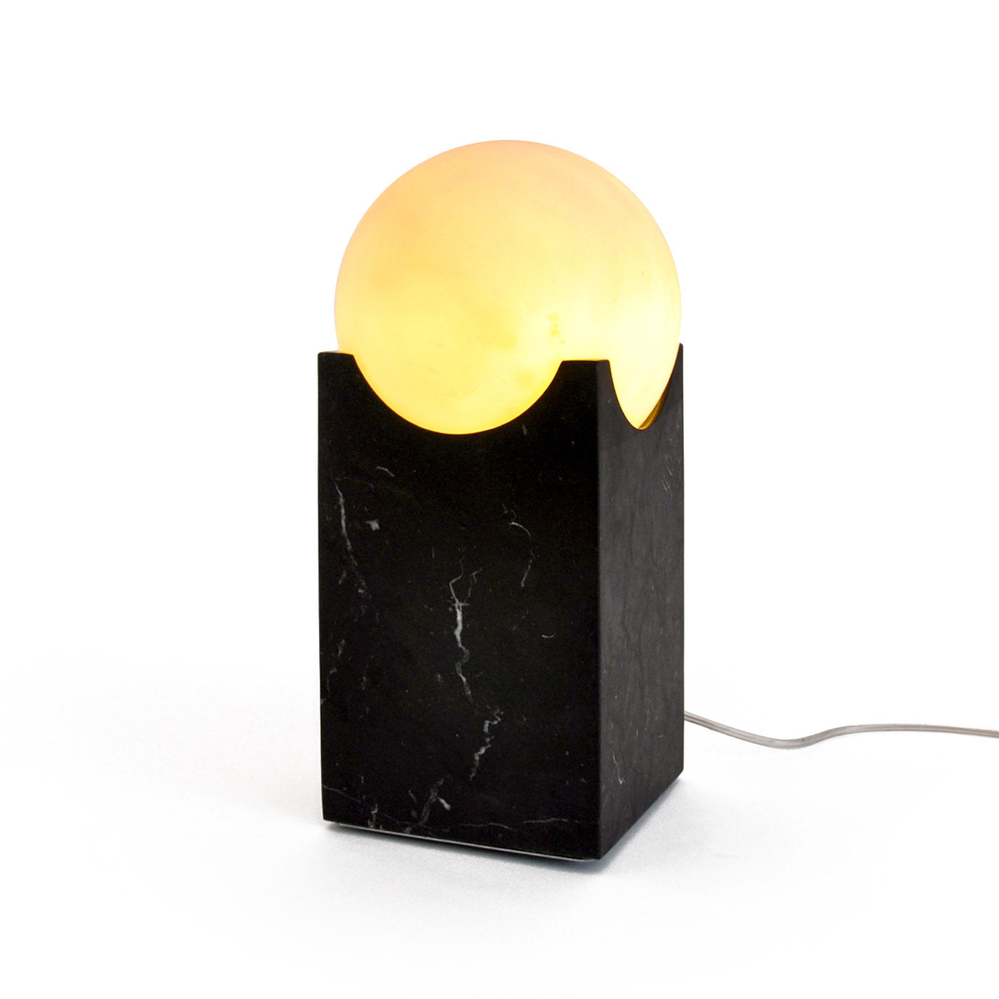 Piccola lampada da tavolo Eclipse in marmo nero di Marquina - Vista alternativa 1
