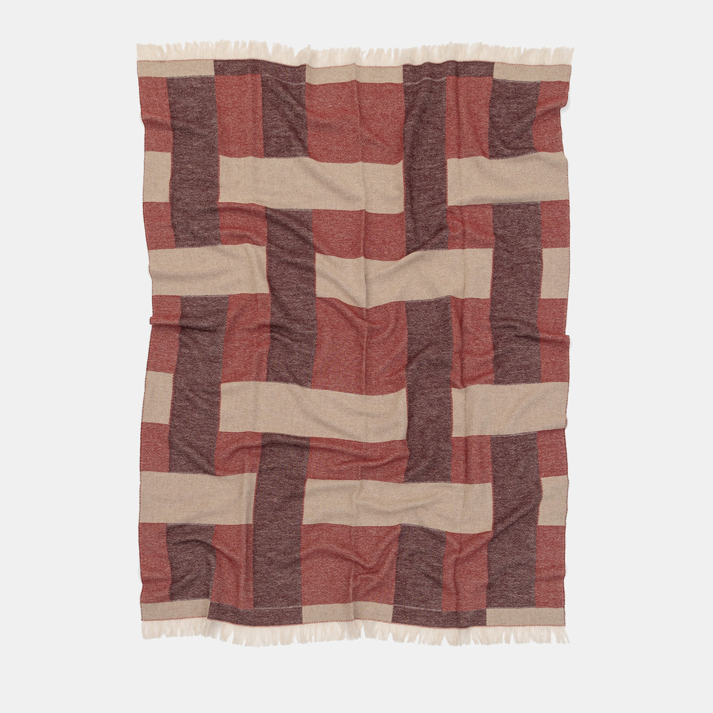 Fringed Intertwined-Patterned Red Blanket - Alternative view 1