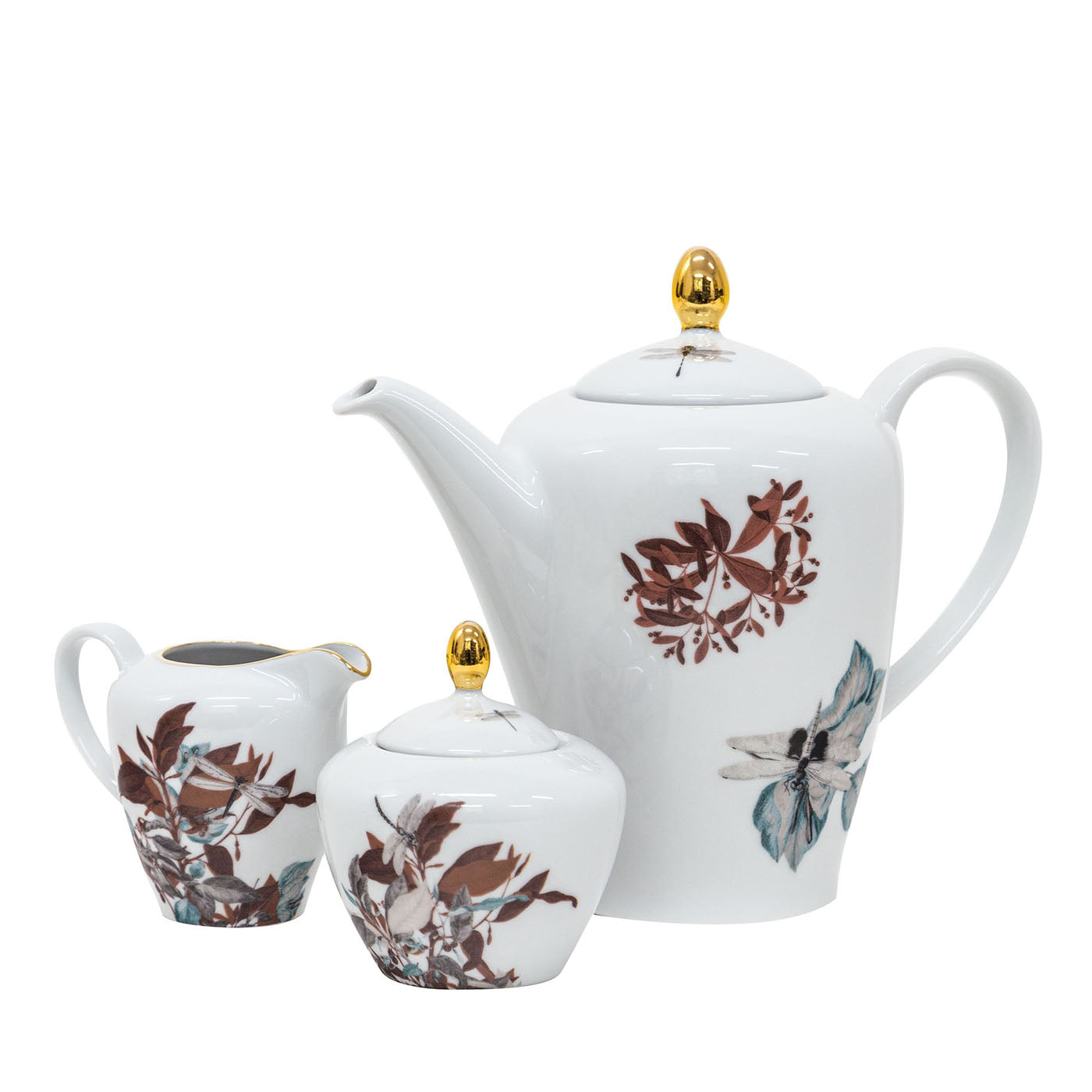 Black Dragon Pool Porcelain Tea Set With Leaves - Main view