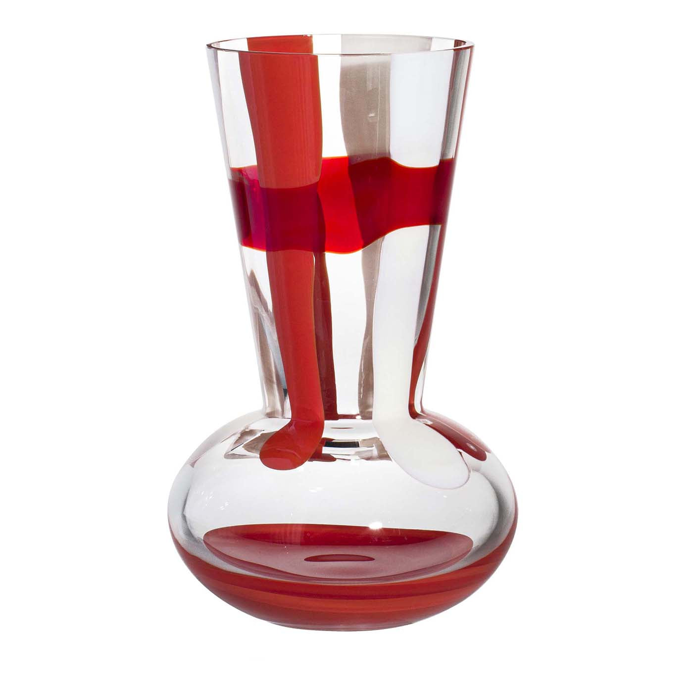 Vase à rayures rouges et blanches Troncosfera de Carlo Moretti - Vue principale