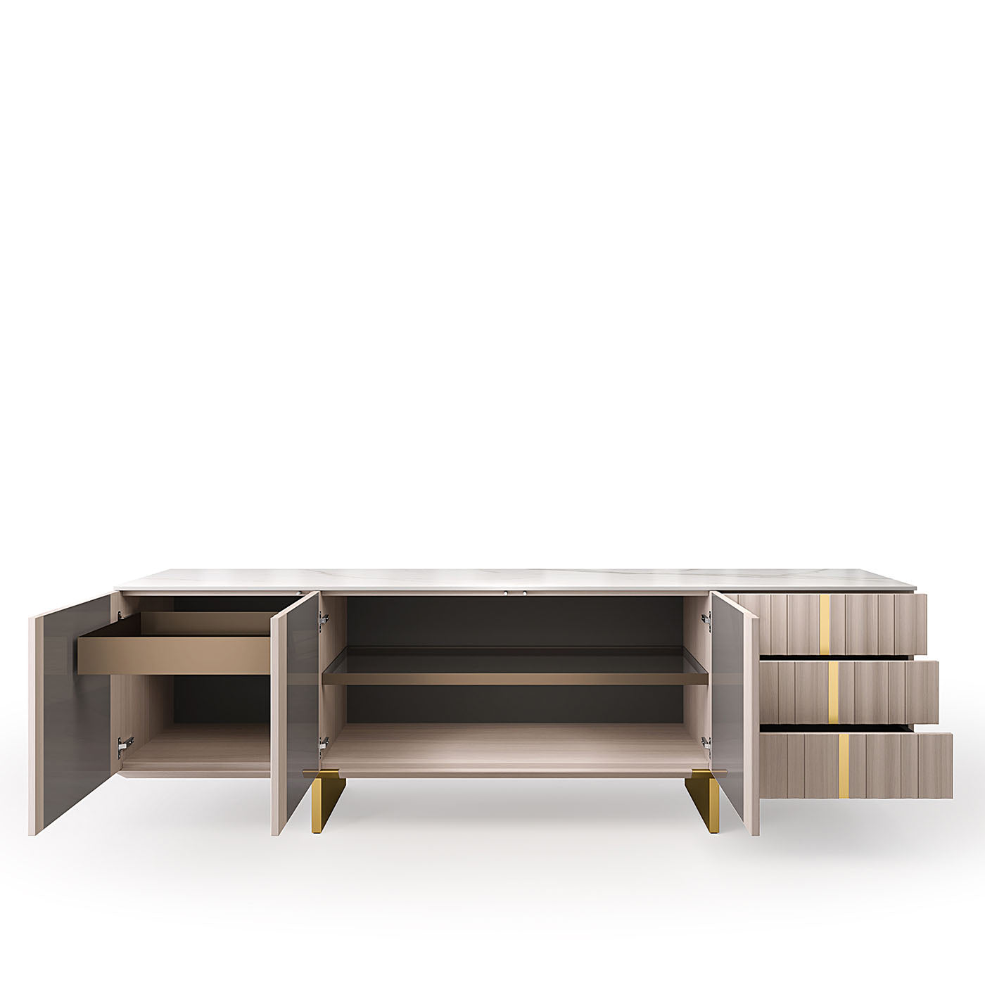 Solferino Gray Lacquered Wood With Gres Calacatta Top Sideboard - Alternative view 2