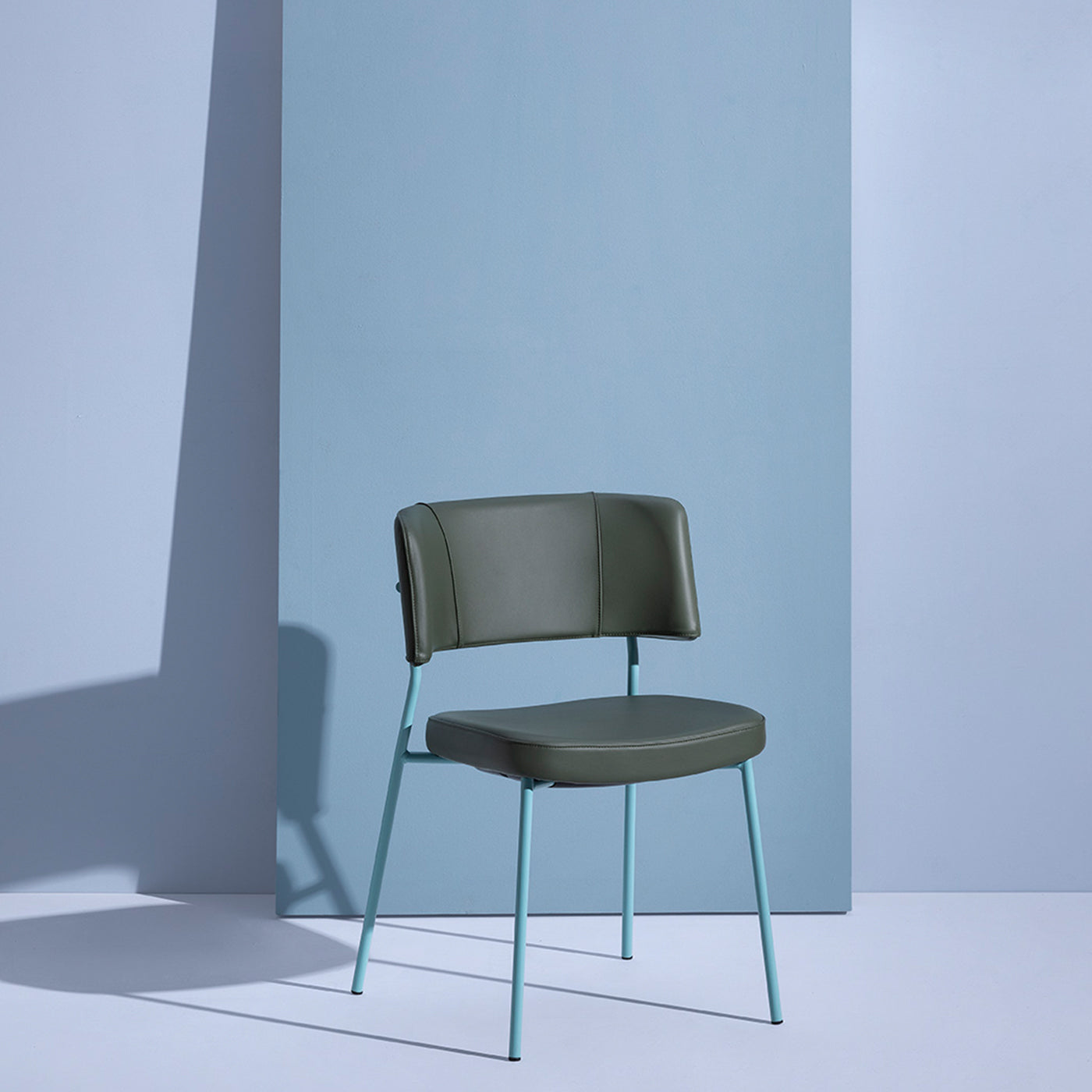 Marlen Met Im Green Leather & Turquoise Metal Chair by EP Studio - Alternative view 1