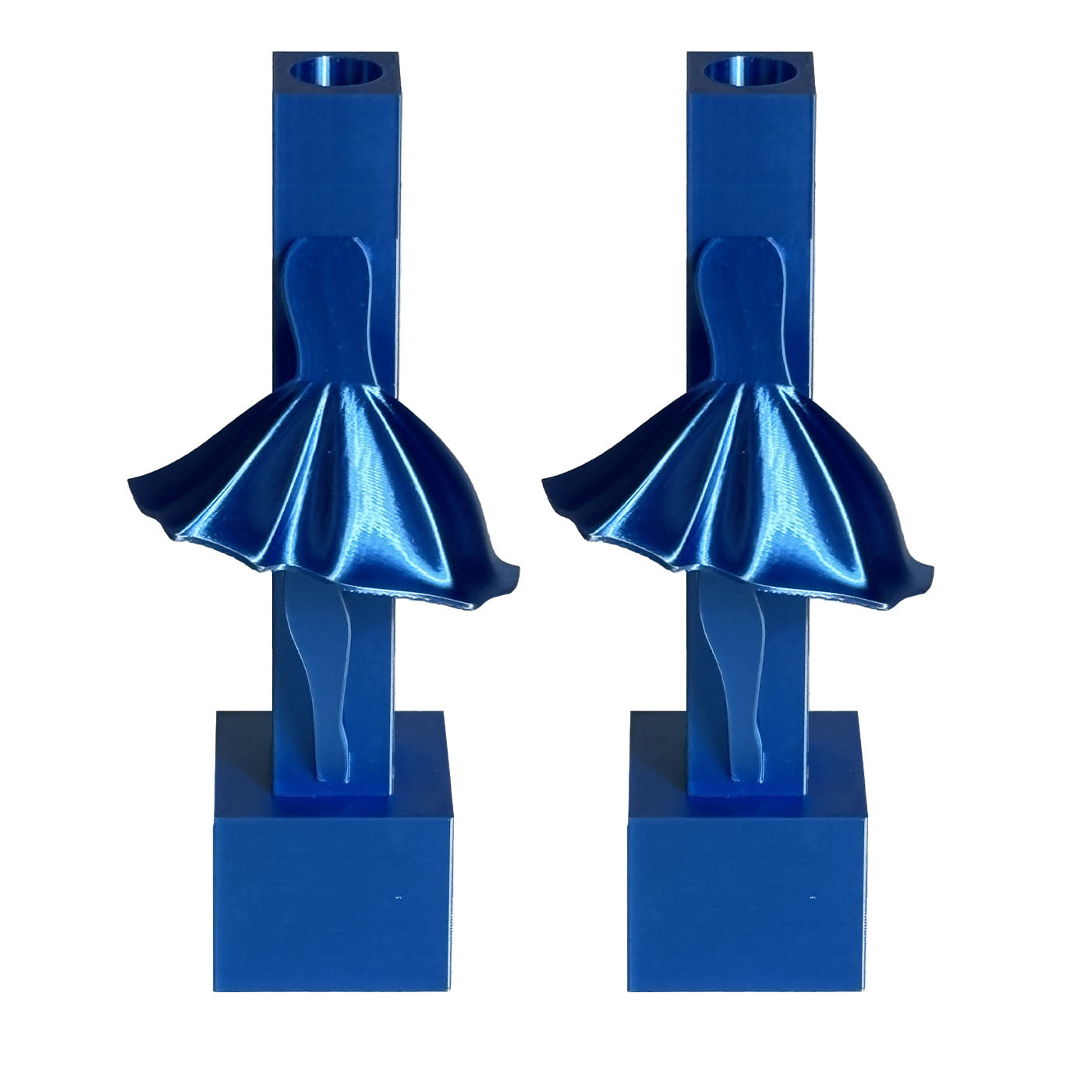 Set Of 2 Tin Soldiers Blue 3D Printed Candle Holders - Main view