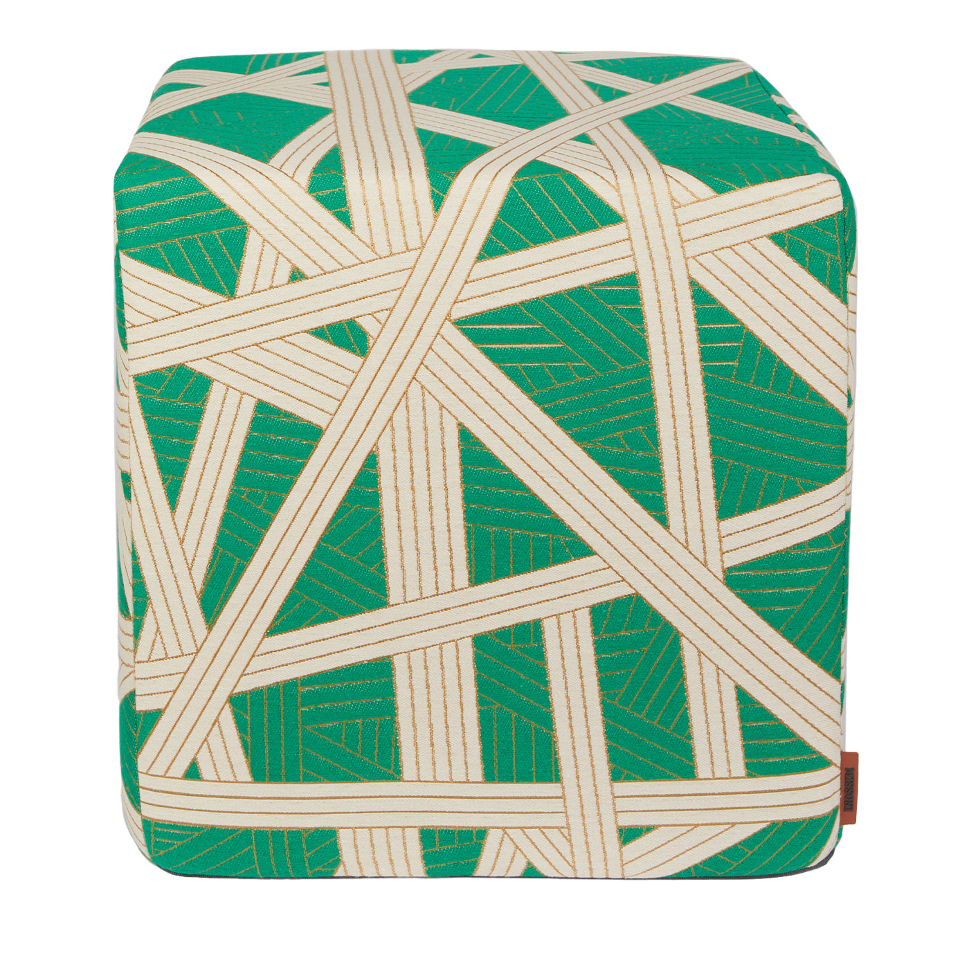Nastri Cubic Gold and Green Stitching Pouf - Main view