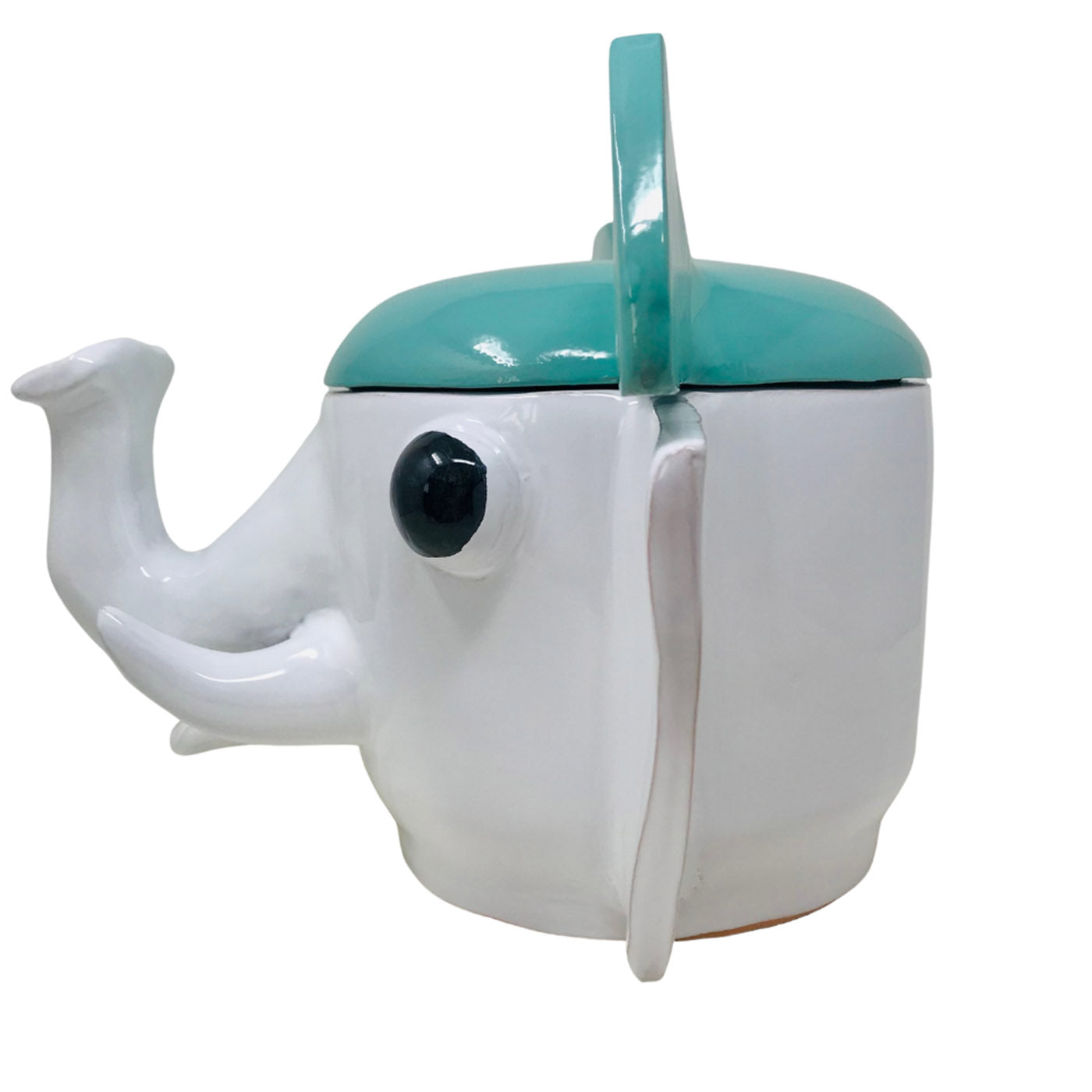 Large Water Green and White Elephant Container with Lid - Alternative view 2