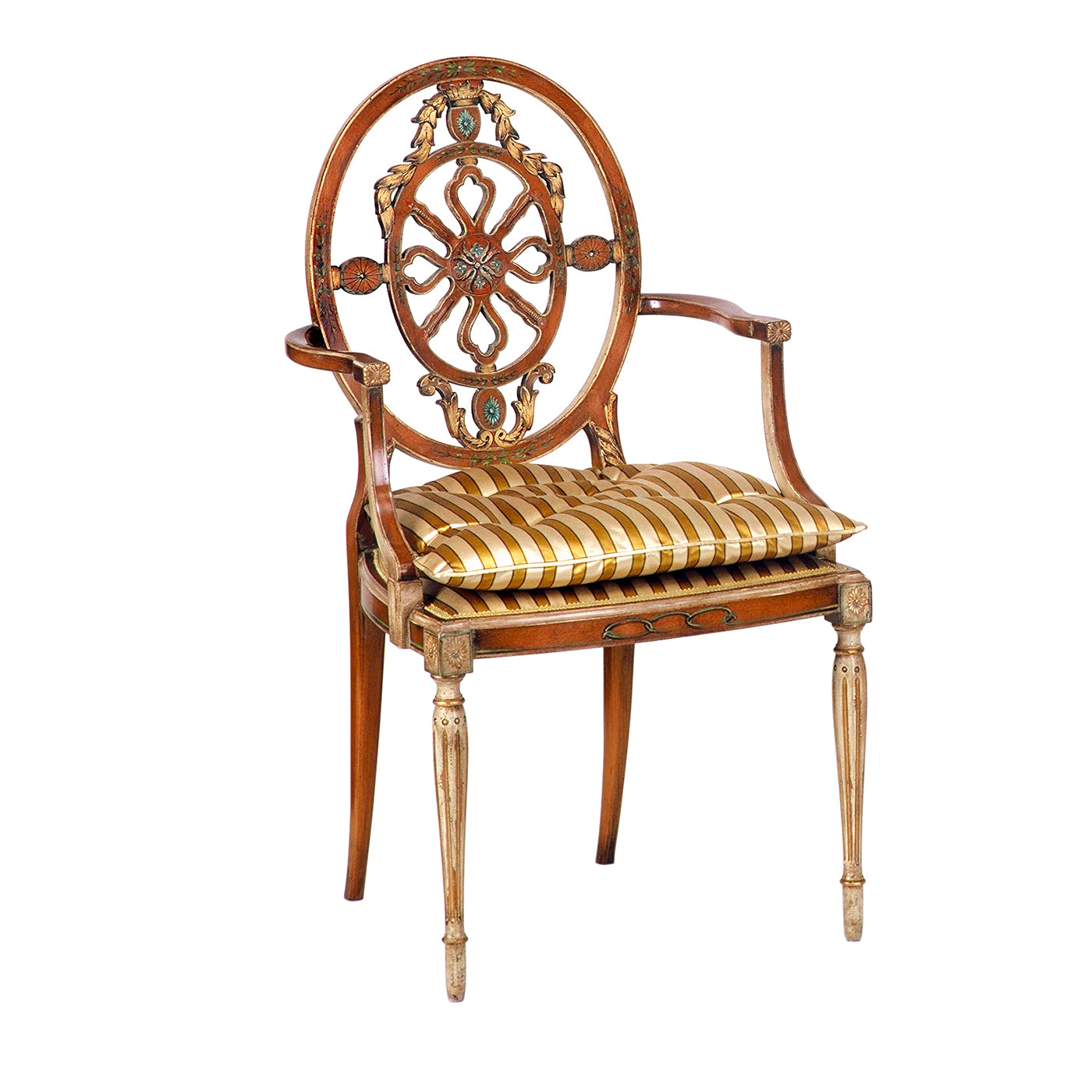 Hepplewhite-Style Polychrome Chair With Arms - Alternative view 1