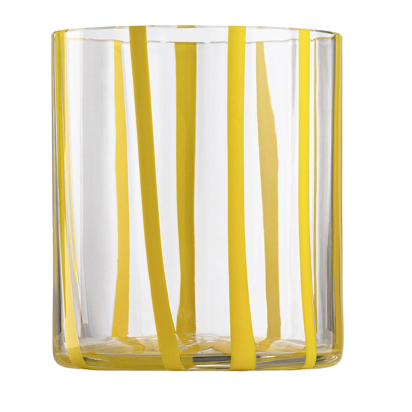 Cyrcus Striped Yellow and Transparent Murano Glass Tumbler Glass - Main view