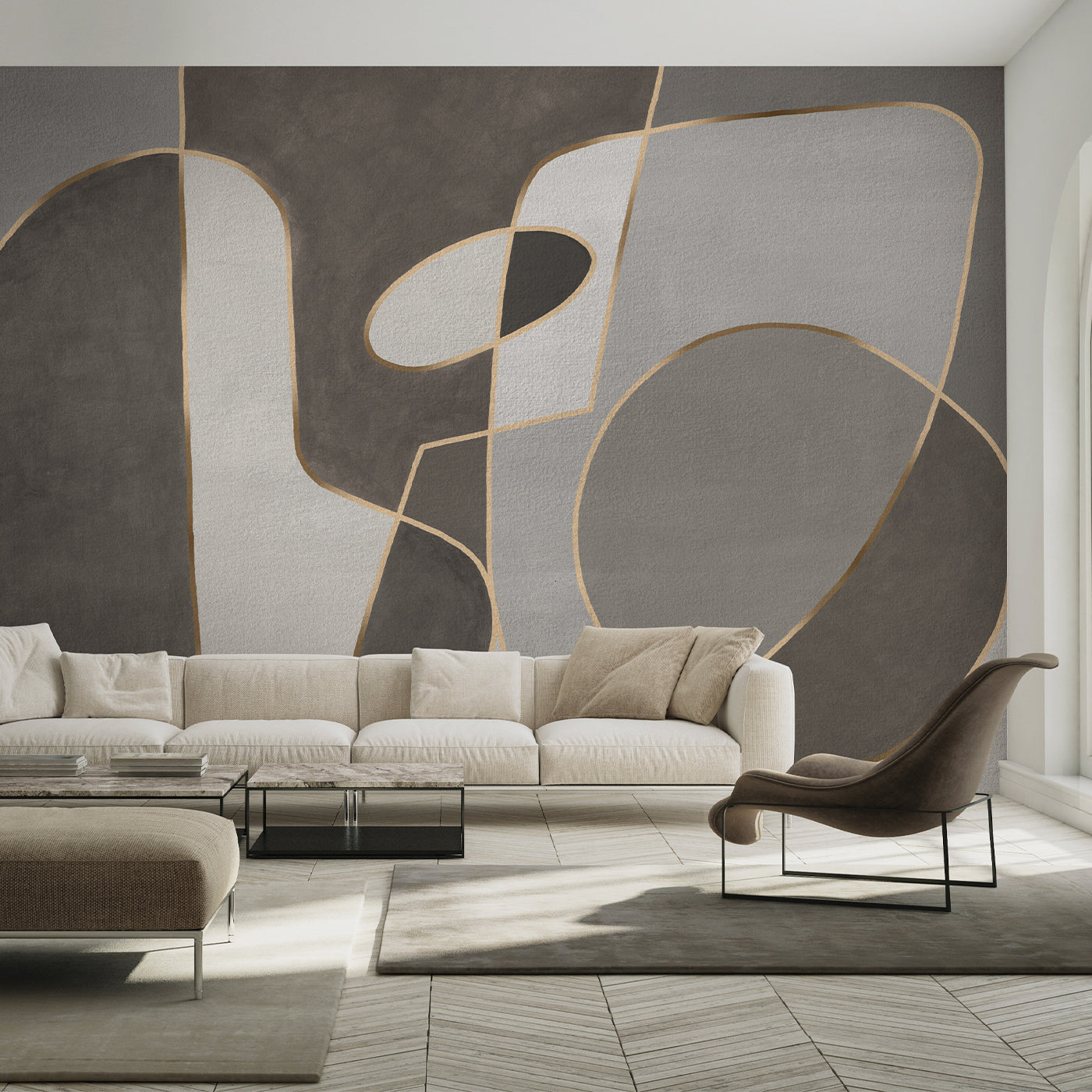 Gray shapes on shapes textured wallpaper Affreschi & Affreschi | Artemest