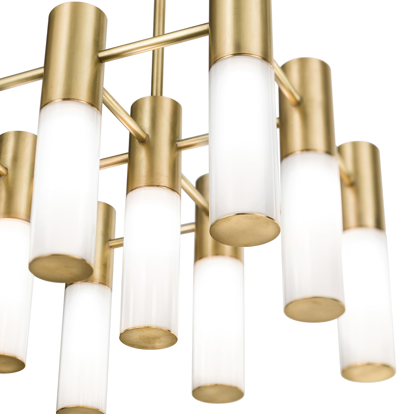 Lampadari Etoile a 9 luci in ottone naturale e vetro bianco - Vista alternativa 1