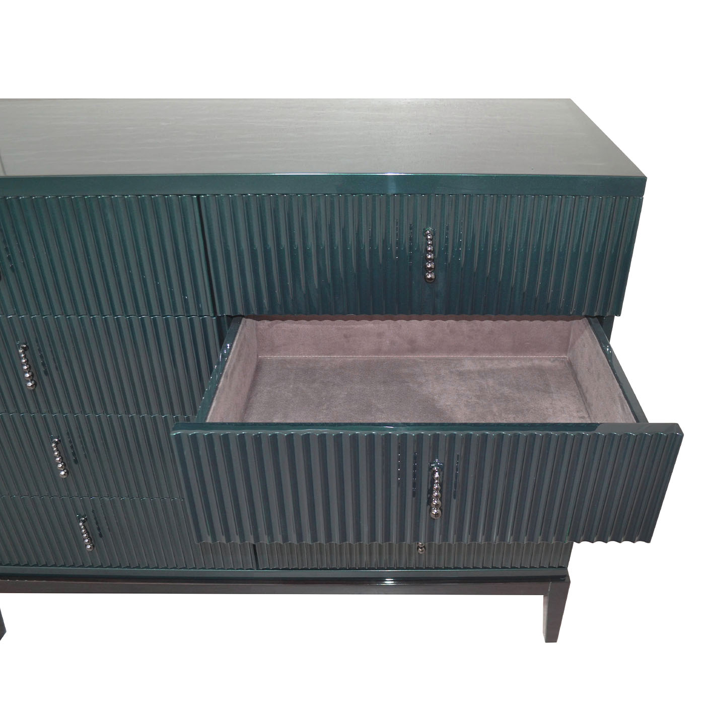 Italian Dresser In Glossy Green Smarald Lacquered Wood - Alternative view 2