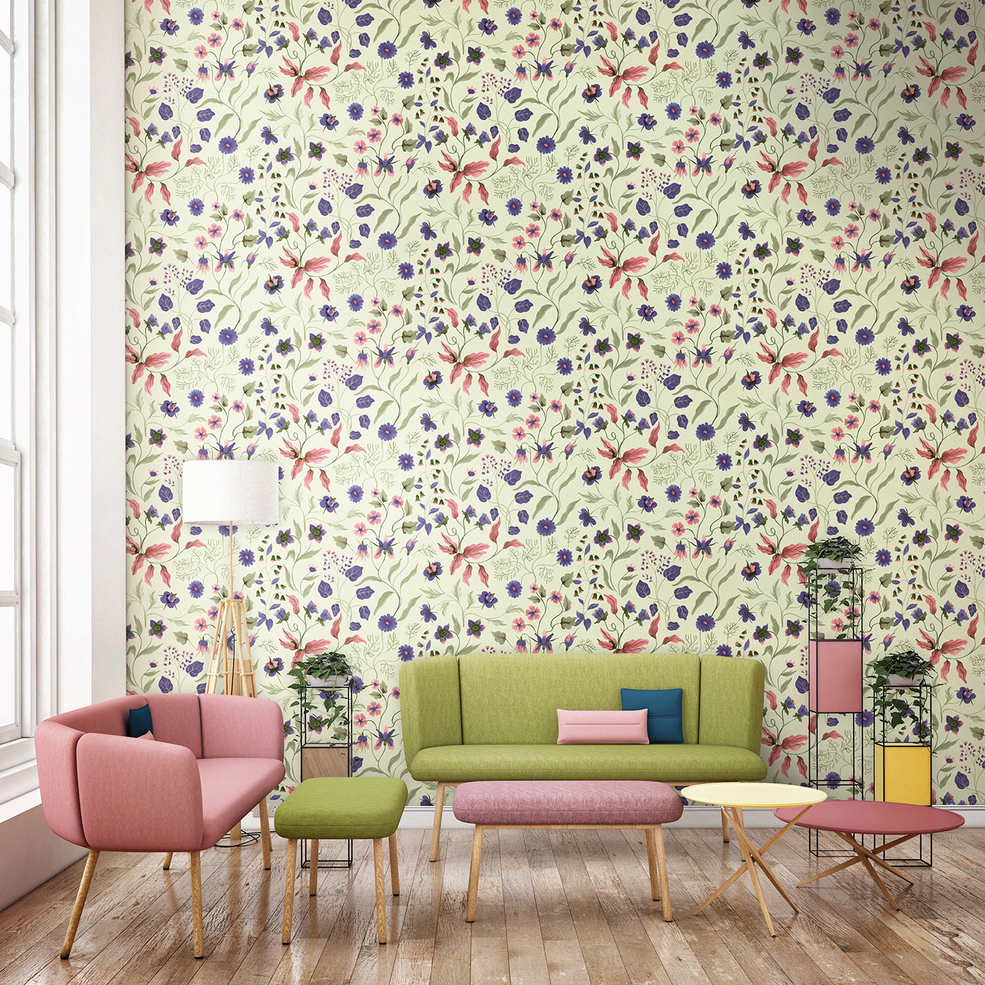 Flora Tea-Green Fiordaliso Wallpaper - Alternative view 1