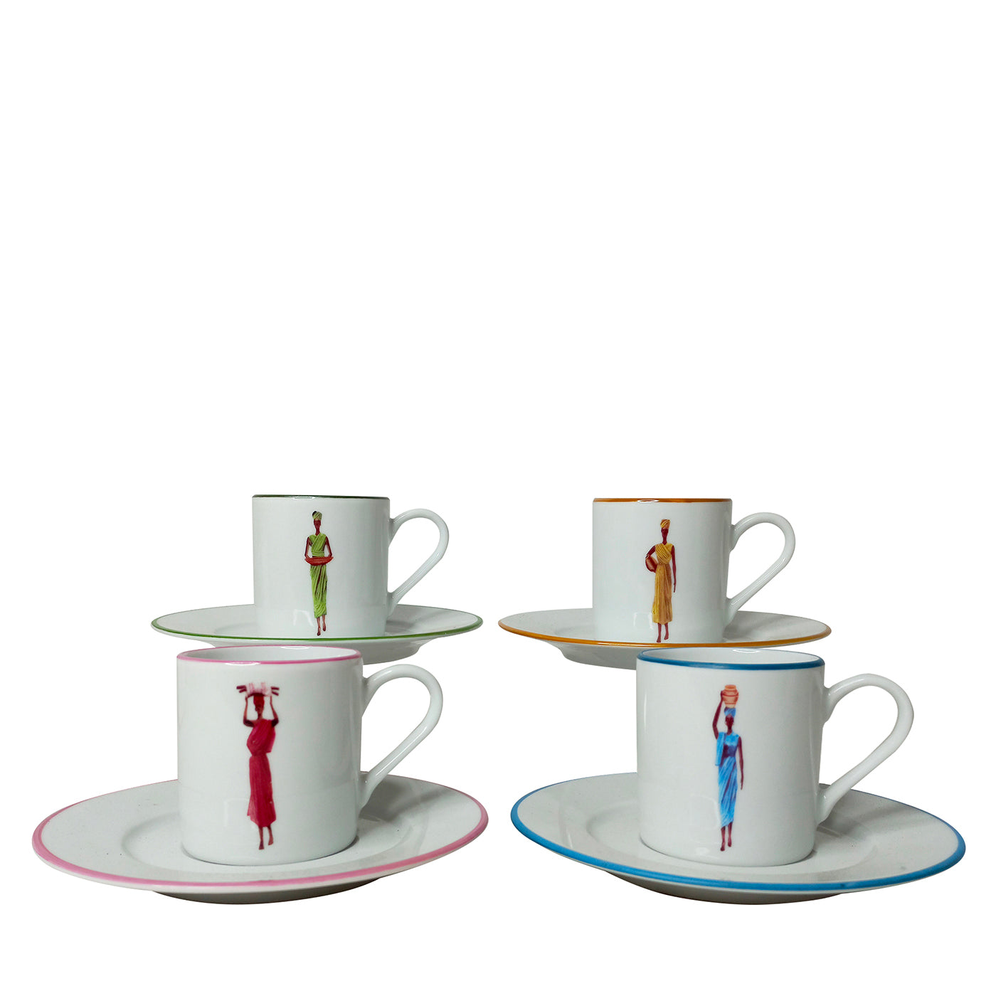 Africa Set of 4 Coffee Cups with Saucers - Main view