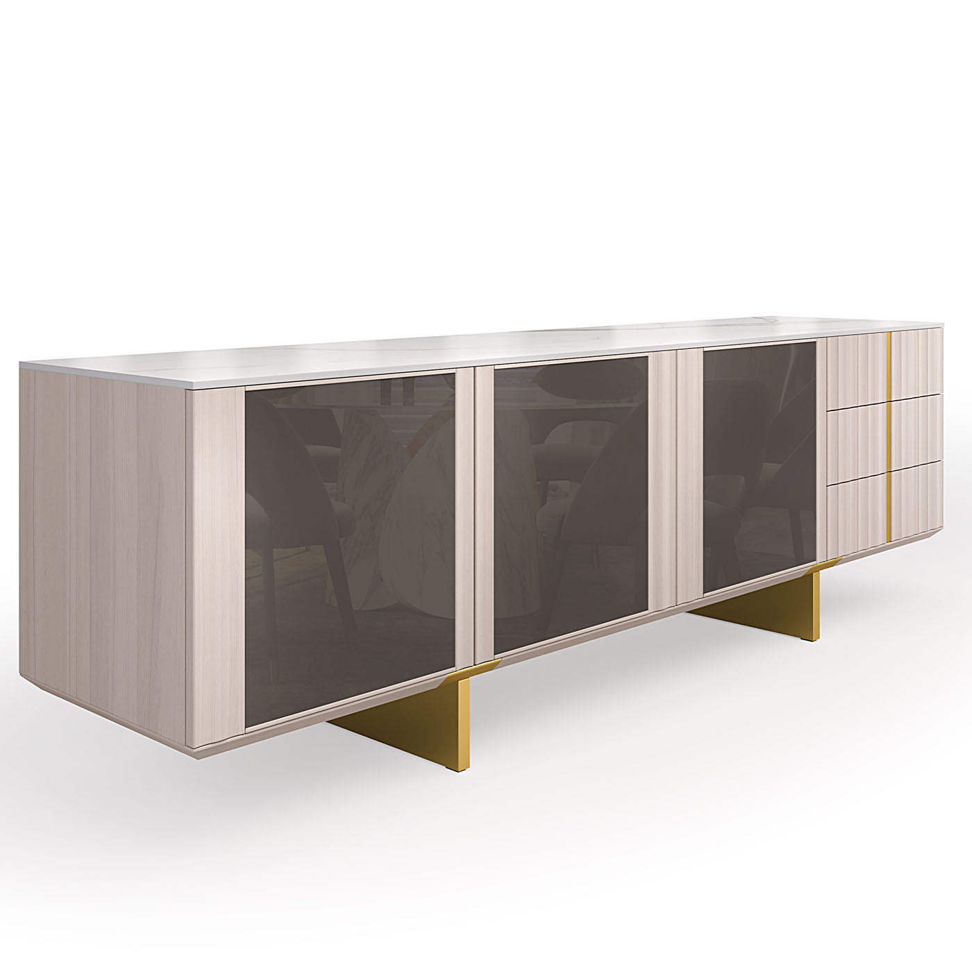 Solferino Gray Lacquered Wood With Gres Calacatta Top Sideboard - Alternative view 1