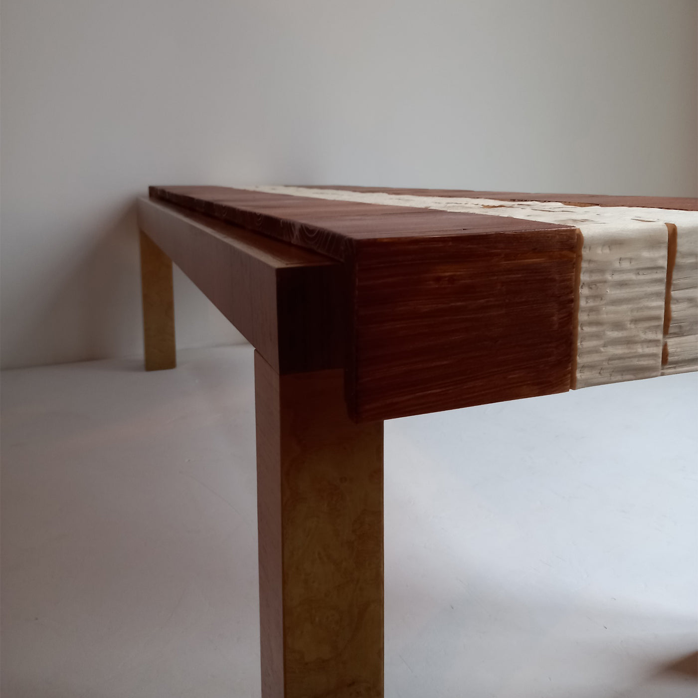 Walnut & Ash Coffee Table with "Tablecloth" by Pietro Meccani - Alternative view 2