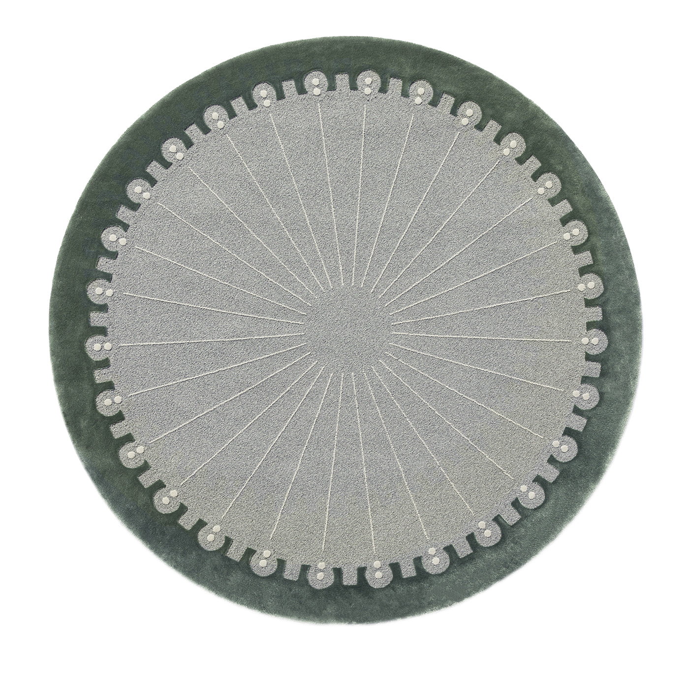 CoDeco Round Gray & Green Wool & Tencel Rug by Marcante-Testa #1 - Main view