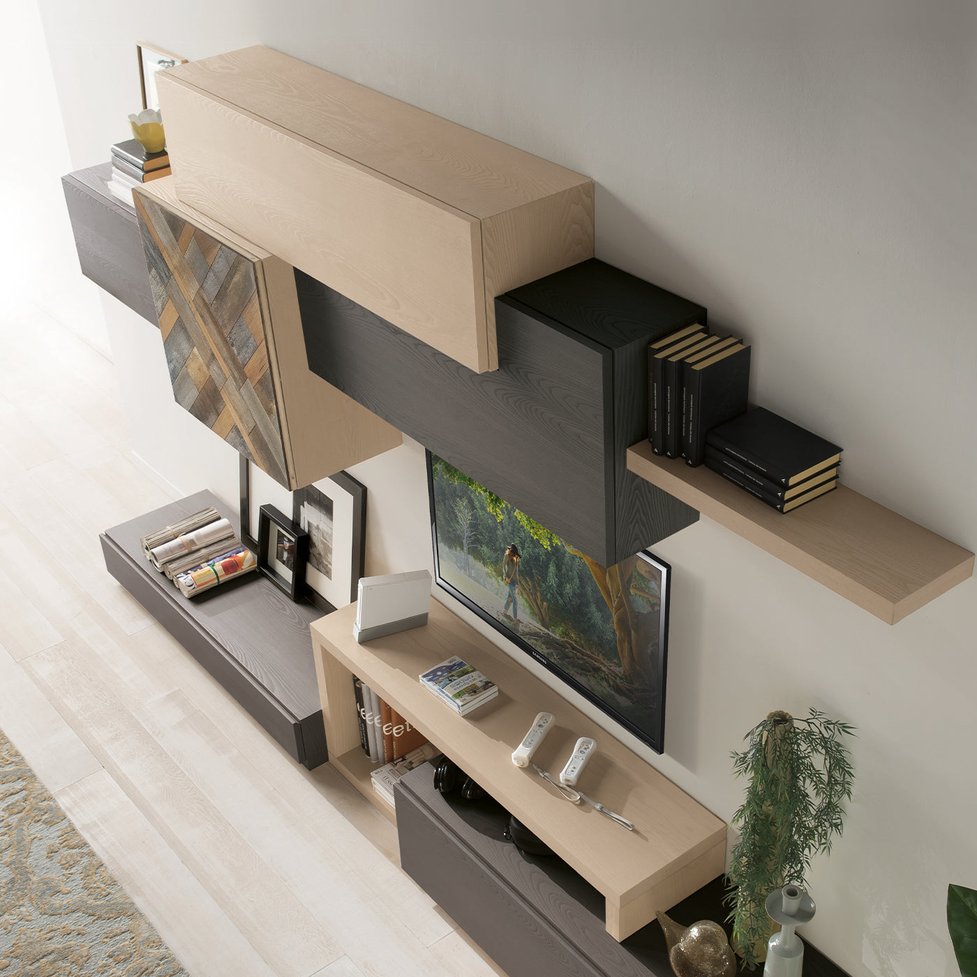 Square Wall Unit with Old Wooden Inserts - Alternative view 3