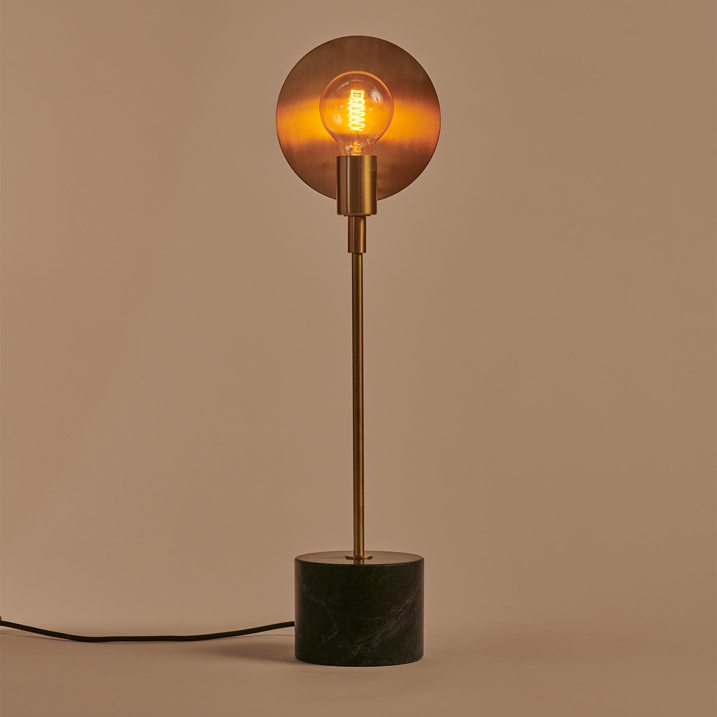 Essential Vanessa Satin Brass and Green Guatemala Marble Table Lamp - Alternative view 1
