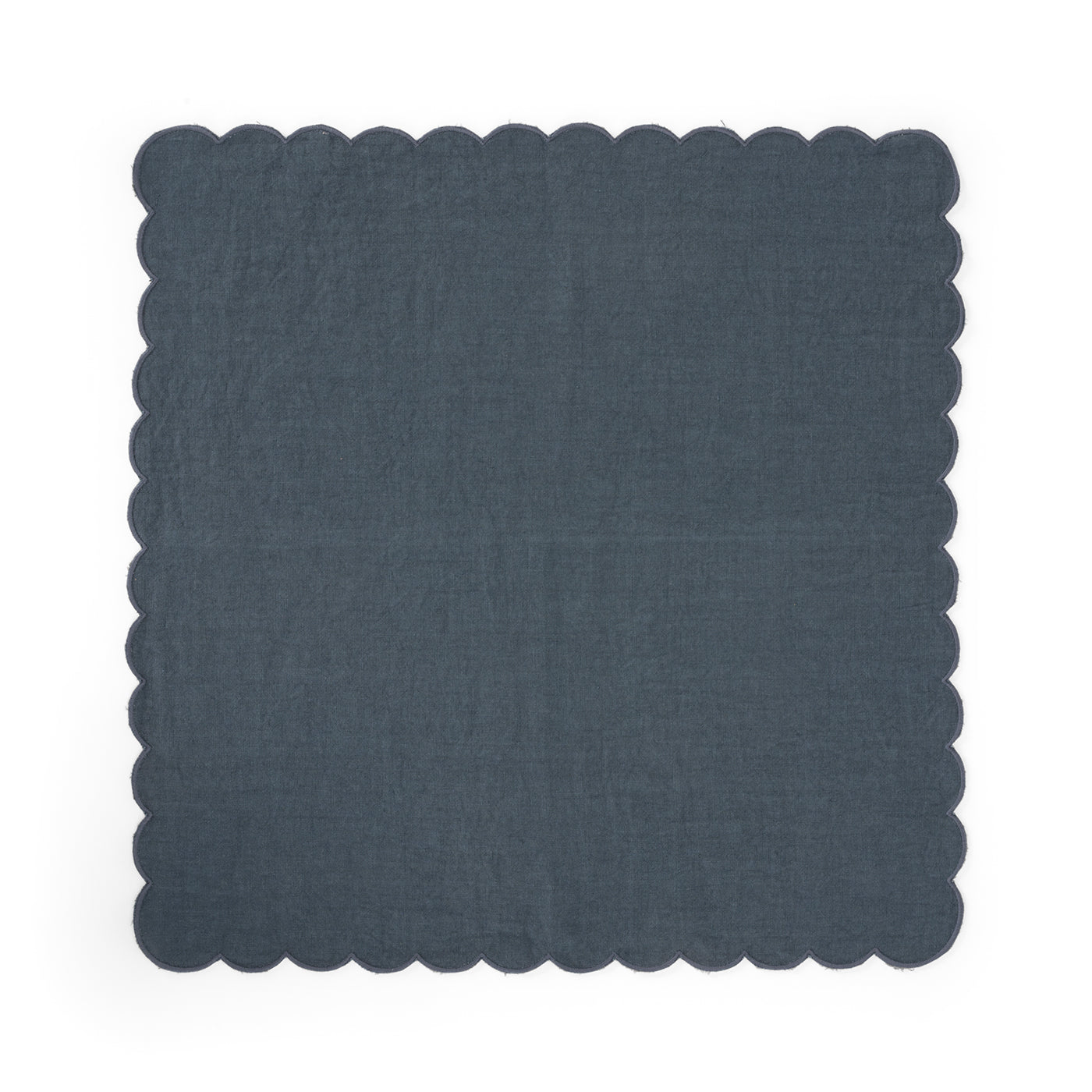 Set de 4 serviettes festonnées bleues  - Vue alternative 1