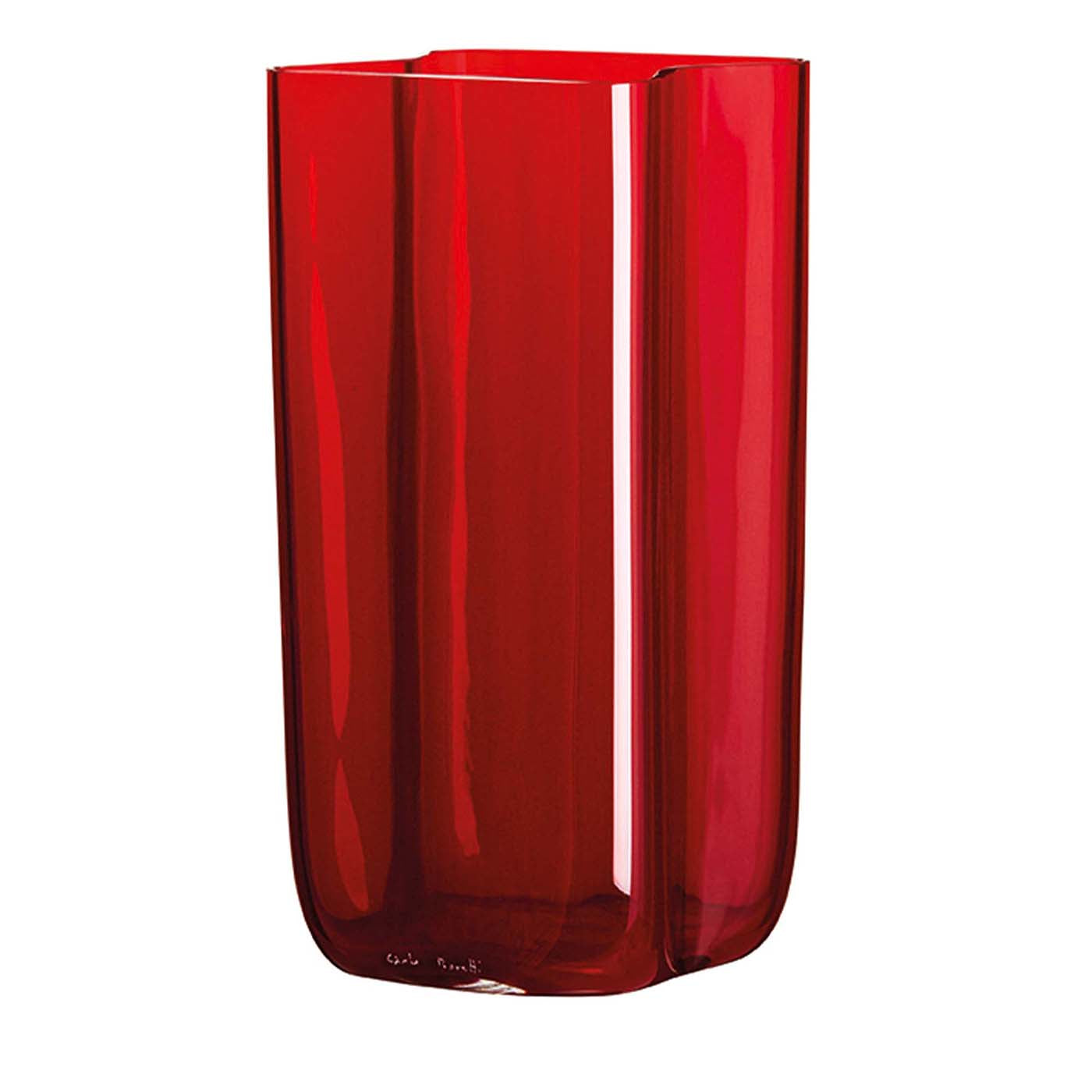 Vase moyen Bosco rouge à volants de Carlo Moretti - Vue principale